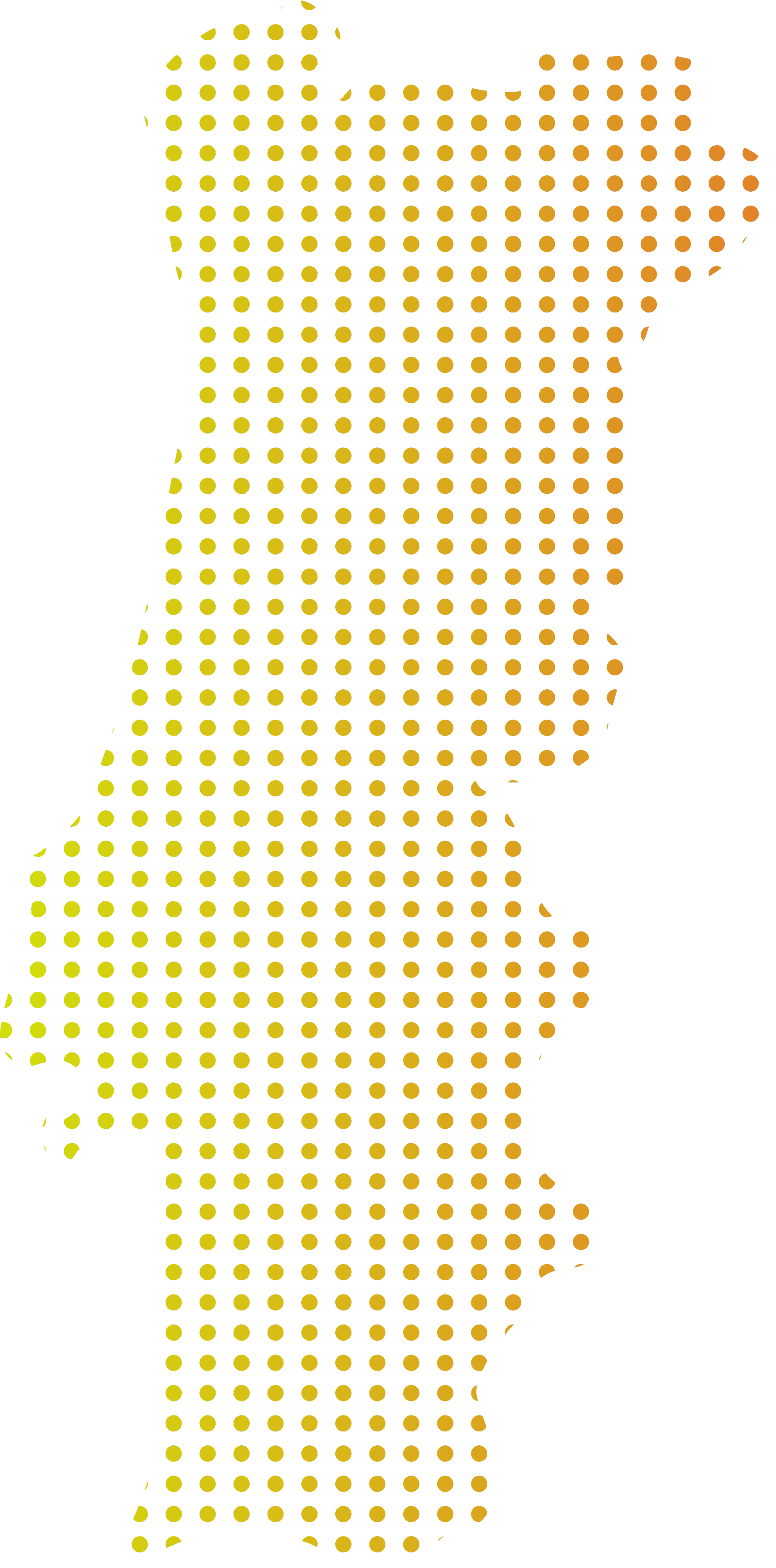 A human silhouette made of yellow dots and circuit patterns on a black background.