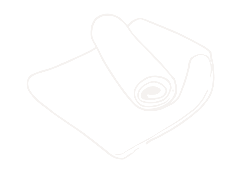 Line drawing of a Pilates mat ready to roll out.