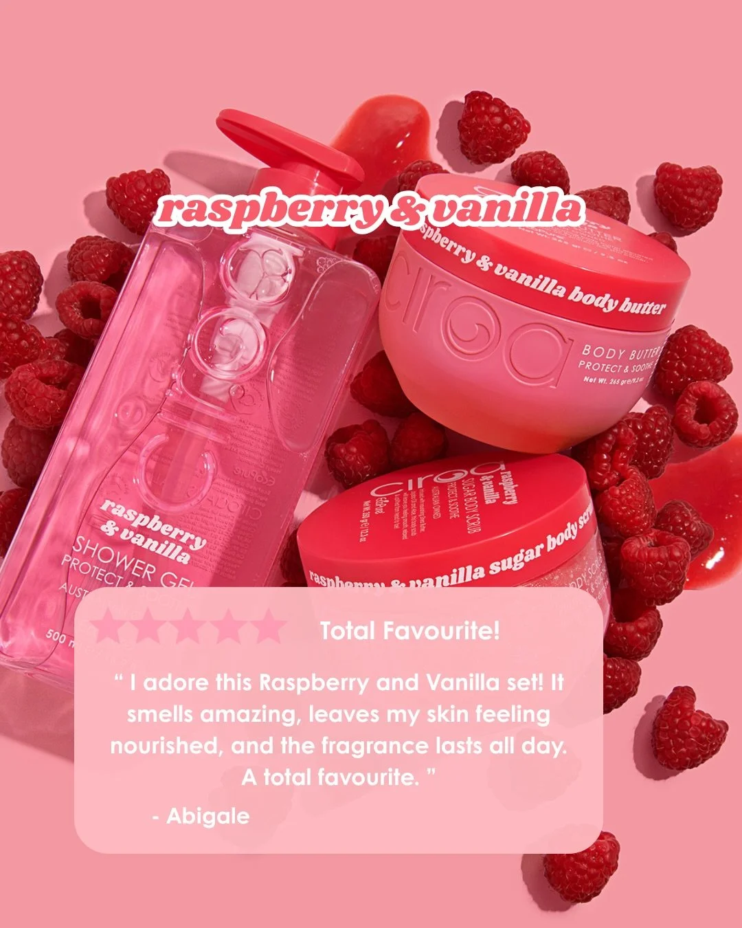🍓 BEST SELLER 🍓

Meet Raspberry &amp; Vanilla &mdash; one of Ciroa&rsquo;s most-loved scents.

Sweet raspberry, creamy vanilla and irresistibly soft skin. Your body-care routine just got a whole lot sweeter. 💗

#Ciroa #CiroaBeauty #BestSeller #Ras