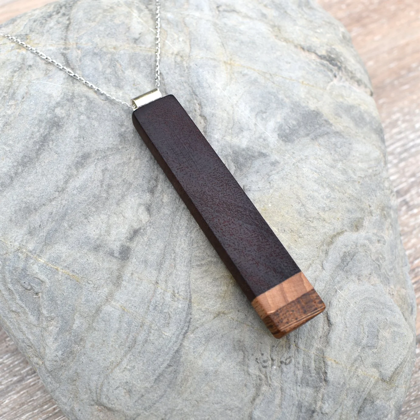 Endgrain Purpleheart, Beech & Endgrain Oak Pendant