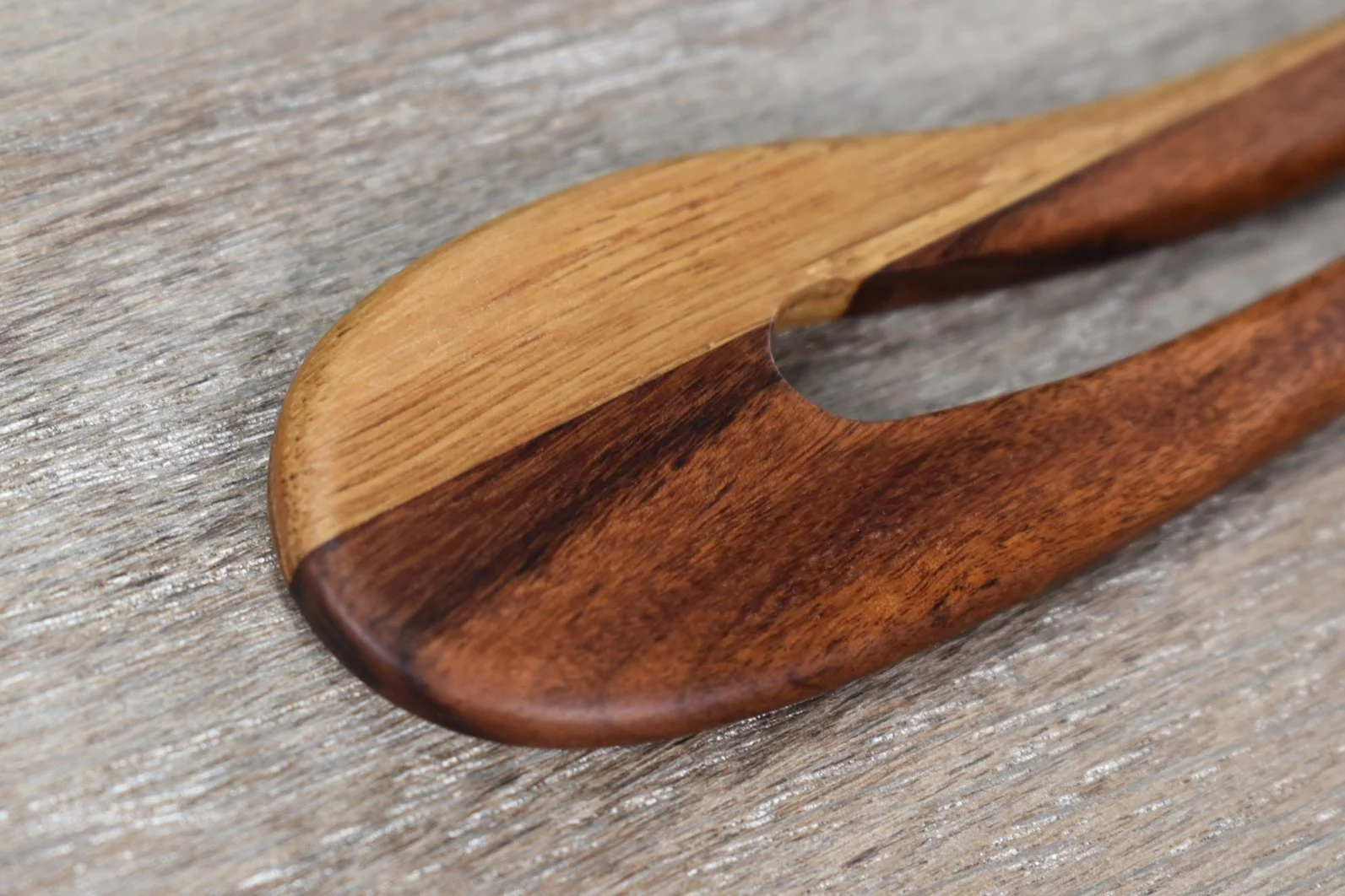 White Oak & Sapele Wood Hair Fork