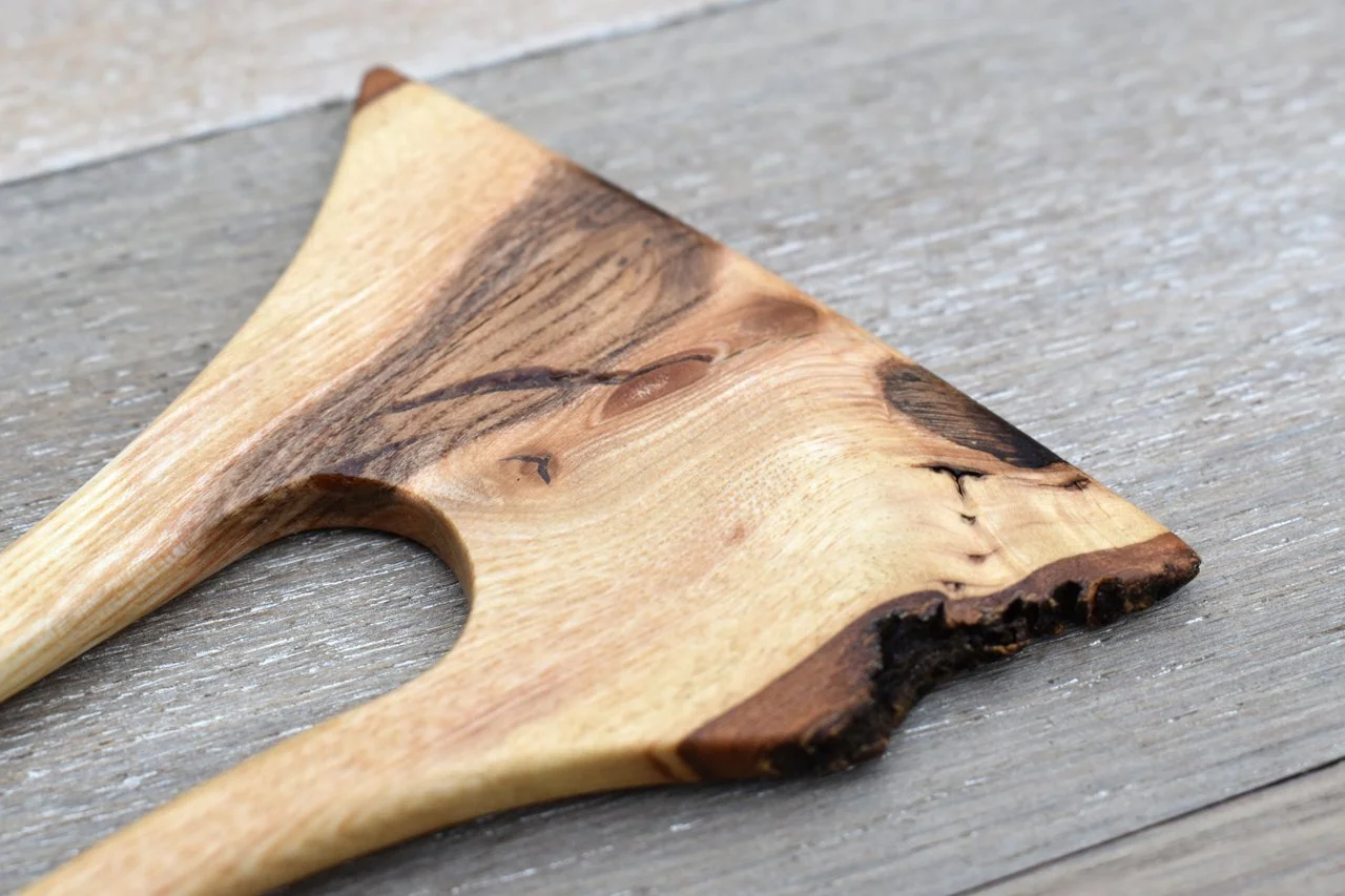 Large Ash Wood Hair Fork with Bark