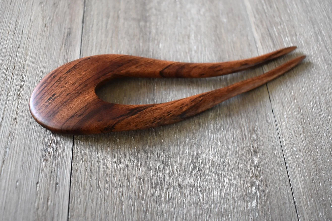 Contoured Sapele Wood Hair Fork