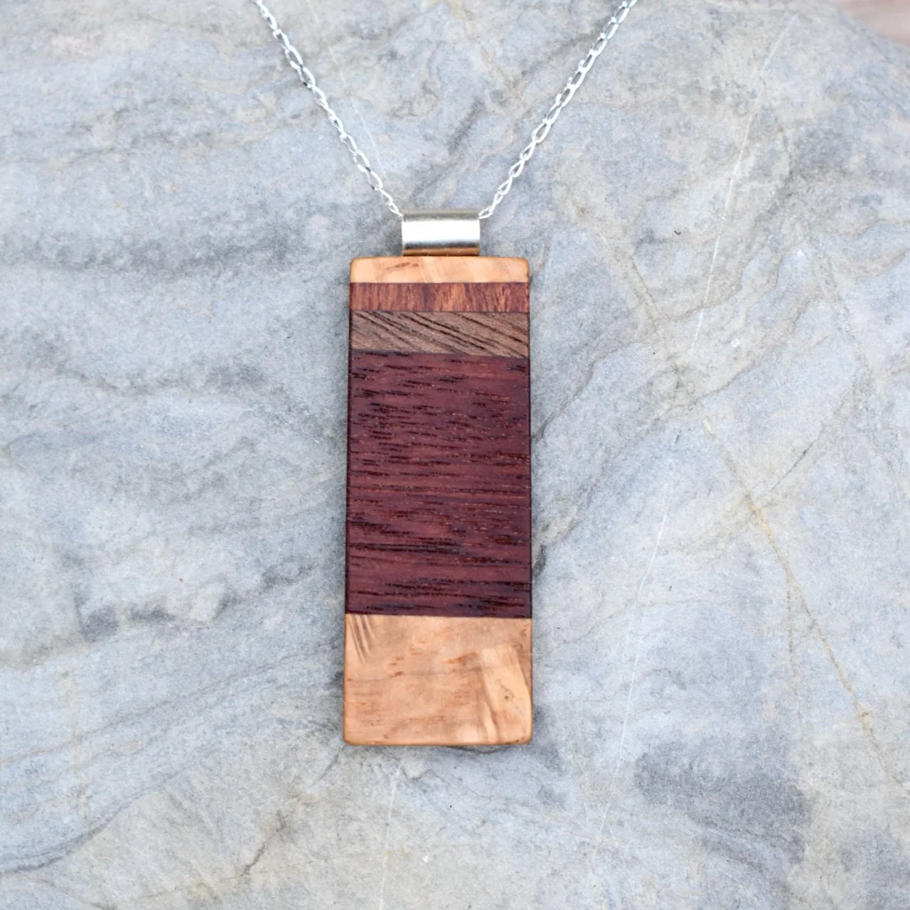 Oak, Sapele, Walnut & Purpleheart Pendant