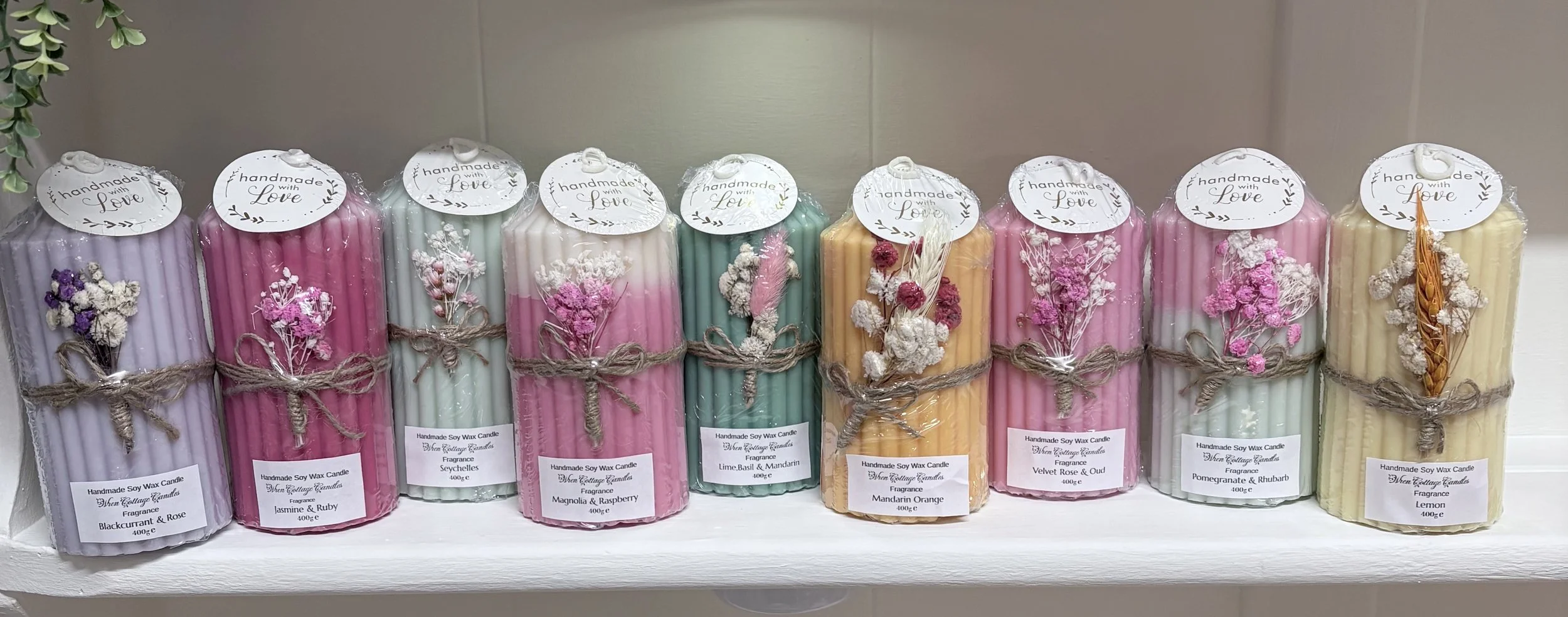 Artisanal Floral Pillar Candle