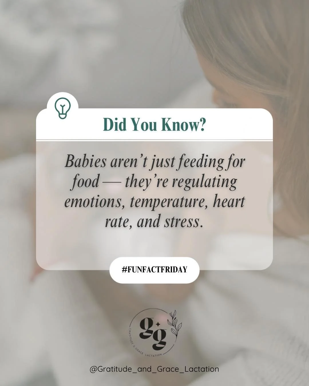 🌟 #FunFactFriday 🌟
Babies aren&rsquo;t just feeding for food &mdash; they&rsquo;re regulating their entire world. 🤍

When your baby nurses, so much more is happening than milk transfer. Breastfeeding helps regulate:
✨ Emotions
✨ Body temperature
✨
