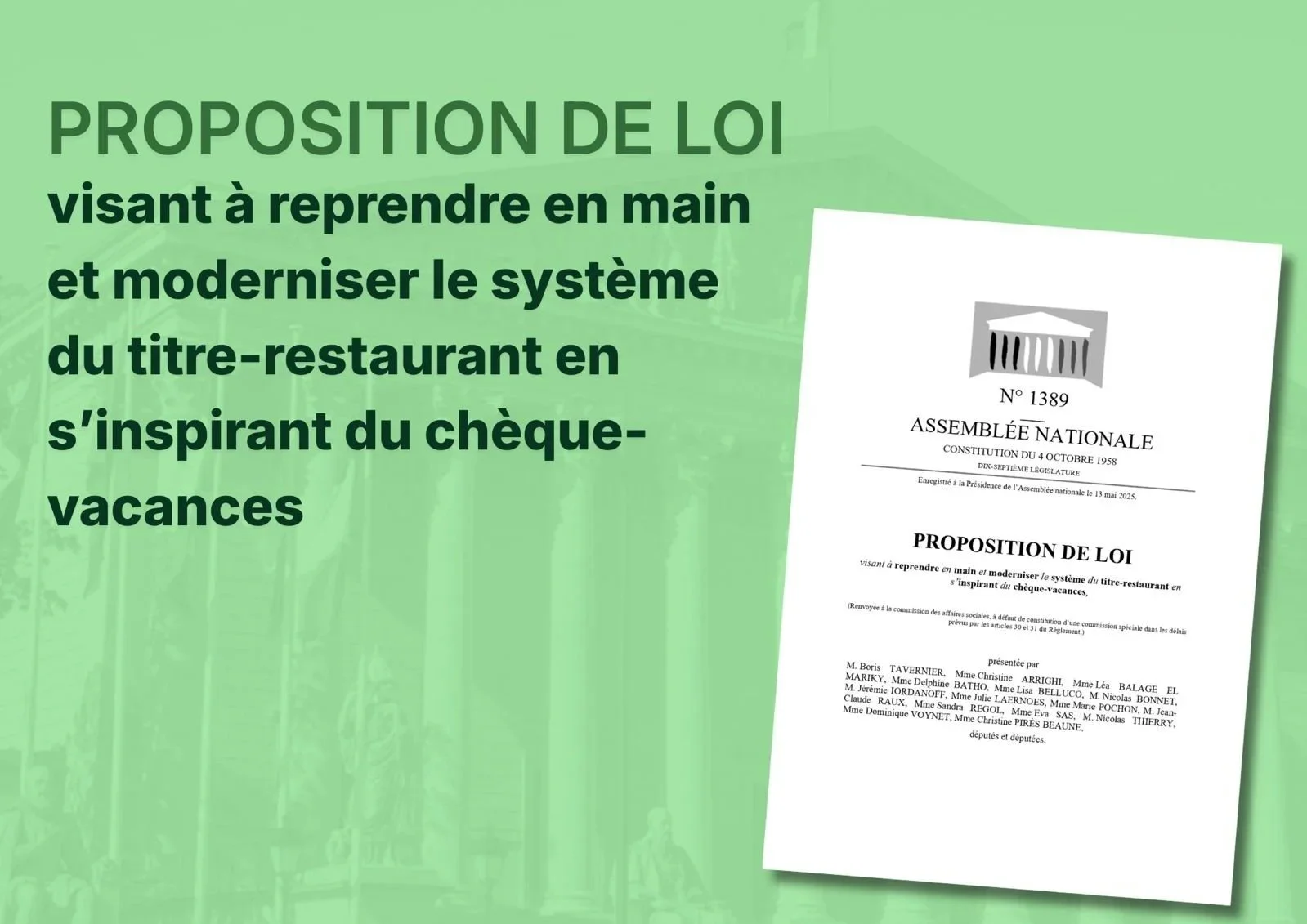 Moderniser les tickets restaurants en s’inspirant du chèque vacances ? Ma proposition de loi