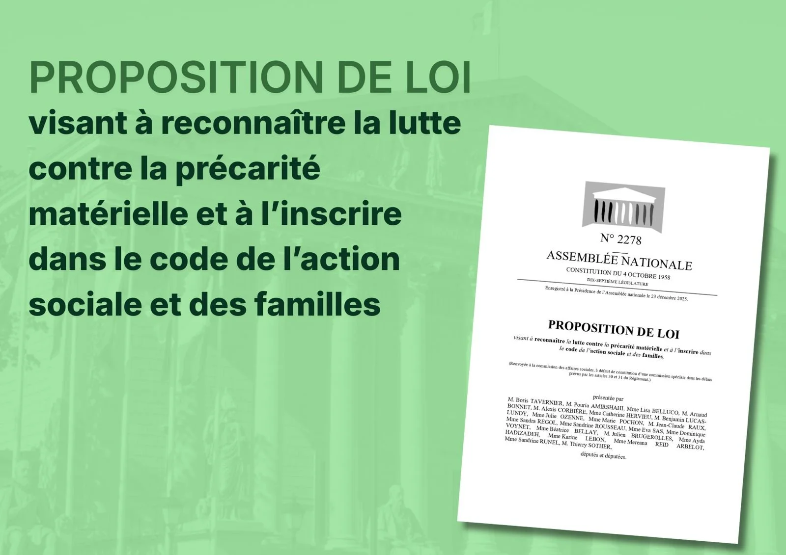 reconnaitre la lutte contre la précarité matérielle ? Ma proposition de loi
