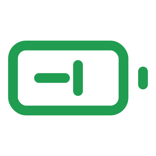 Green smart watch icon with a minus sign on the screen and a button on the side.