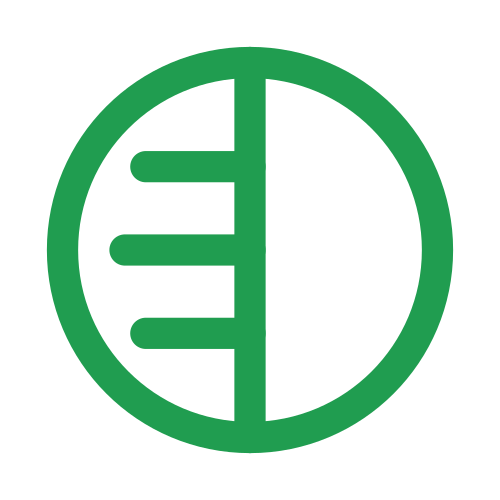 A green logo with a stylized tree and a circular border.