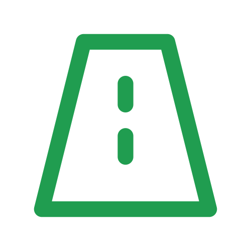 Green warning triangle with an exclamation mark inside.