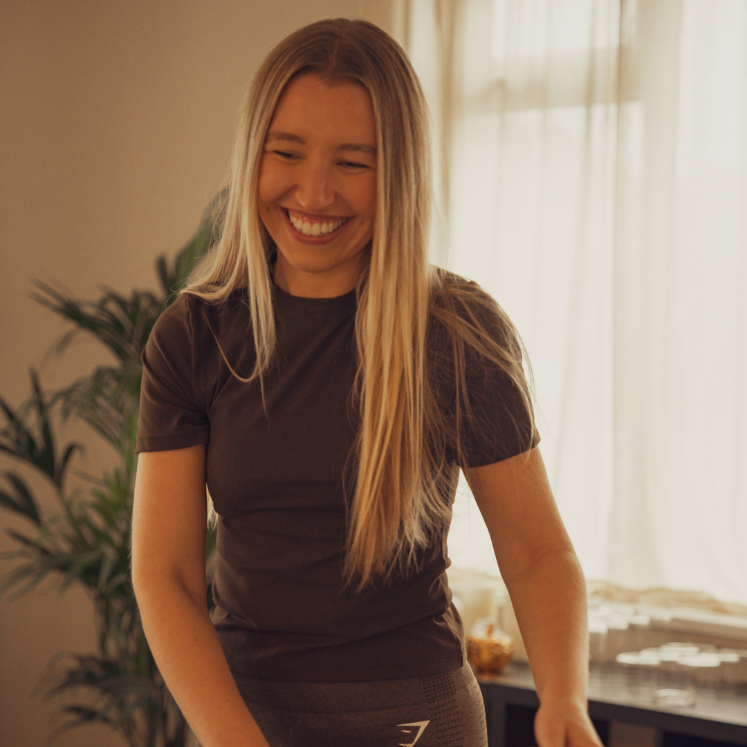 Instructor smiling at Sojourn Pilates, Mat Pilates classes, Leicestershire
