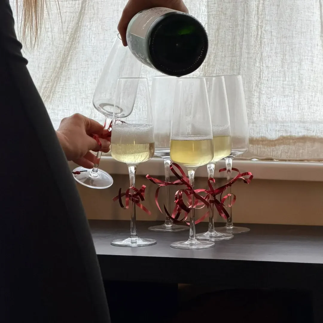 Welcome drinks served at a private hire celebration in the Sojourn Pilates studio, Broughton Astley, Leicestershire.