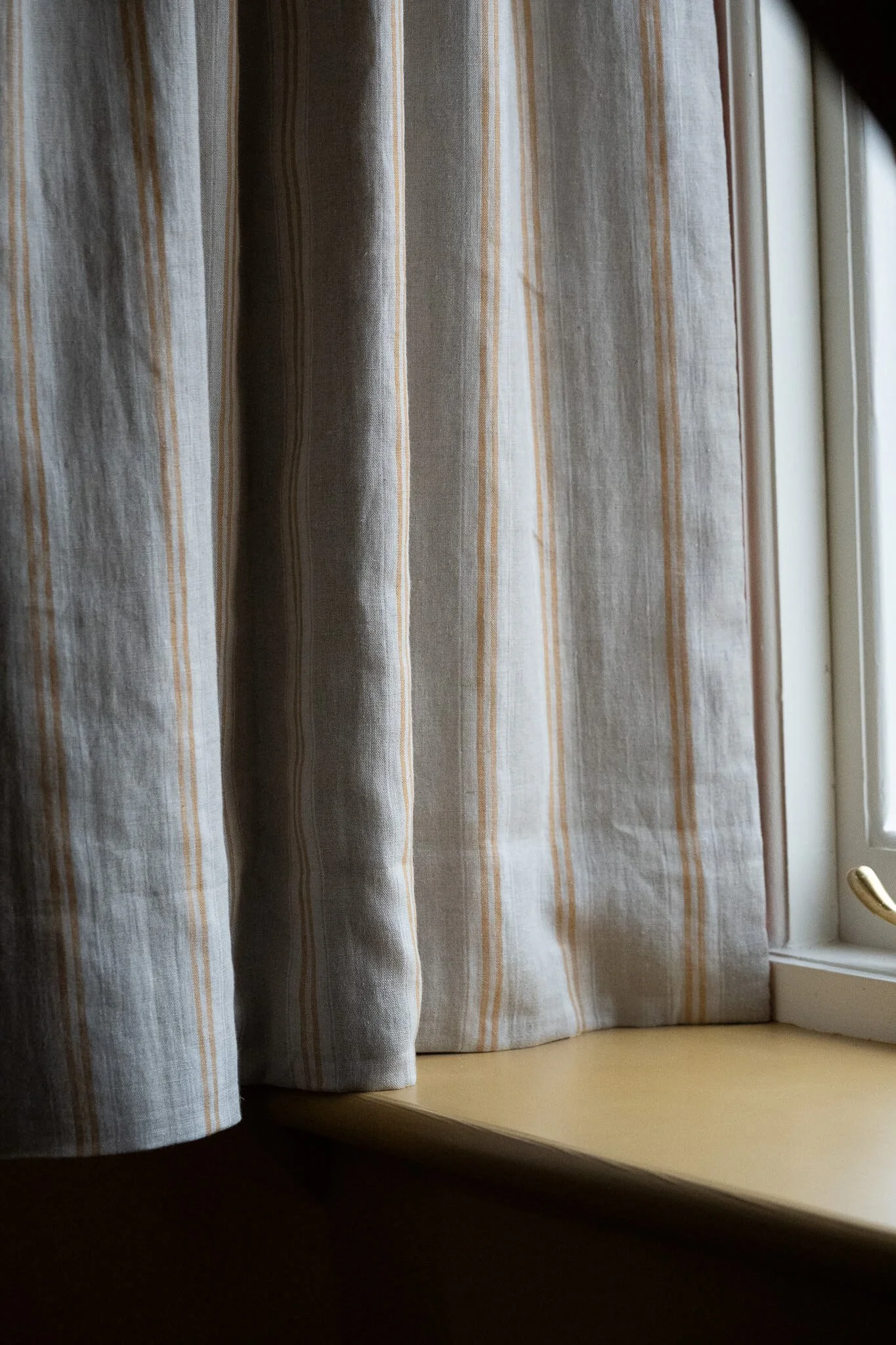 striped linen, bespoke made curtains in luxury coastal holiday rental