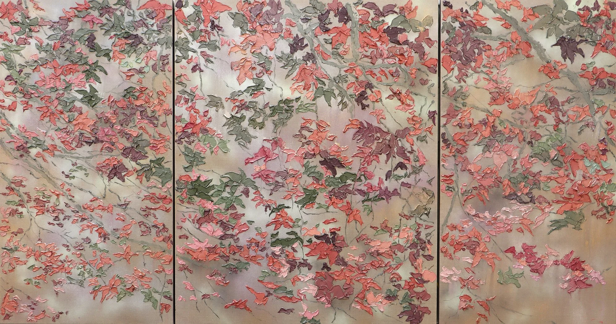 Days of the Leaves, Triptych, 150 x 280 cm