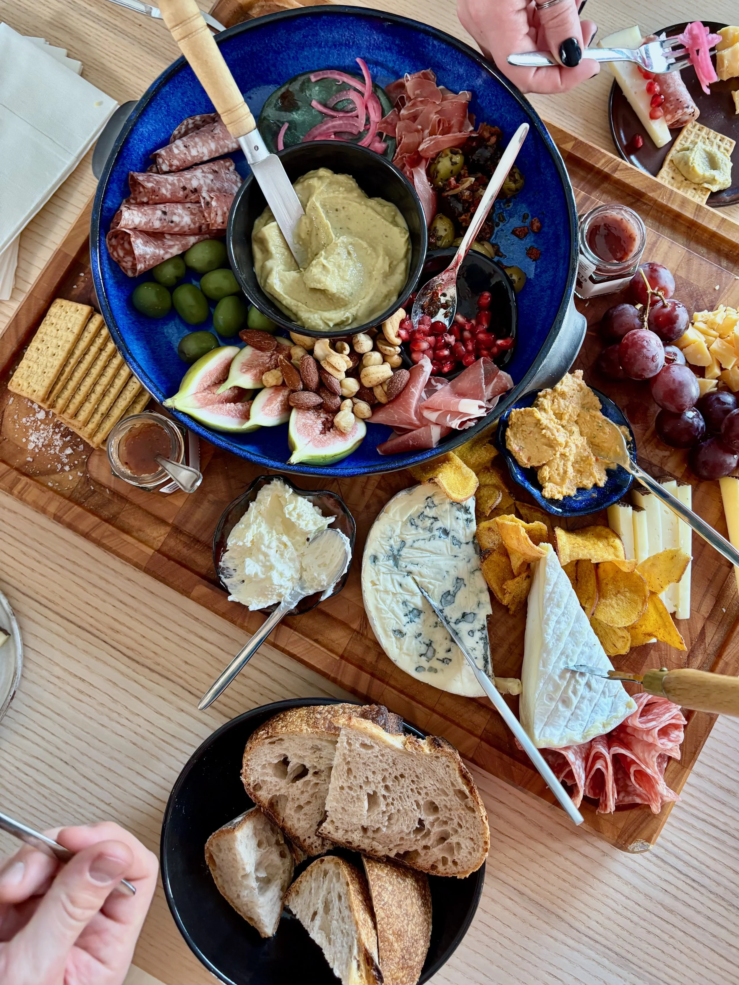 handmade ceramic dishes make a beautiful charcuterie board