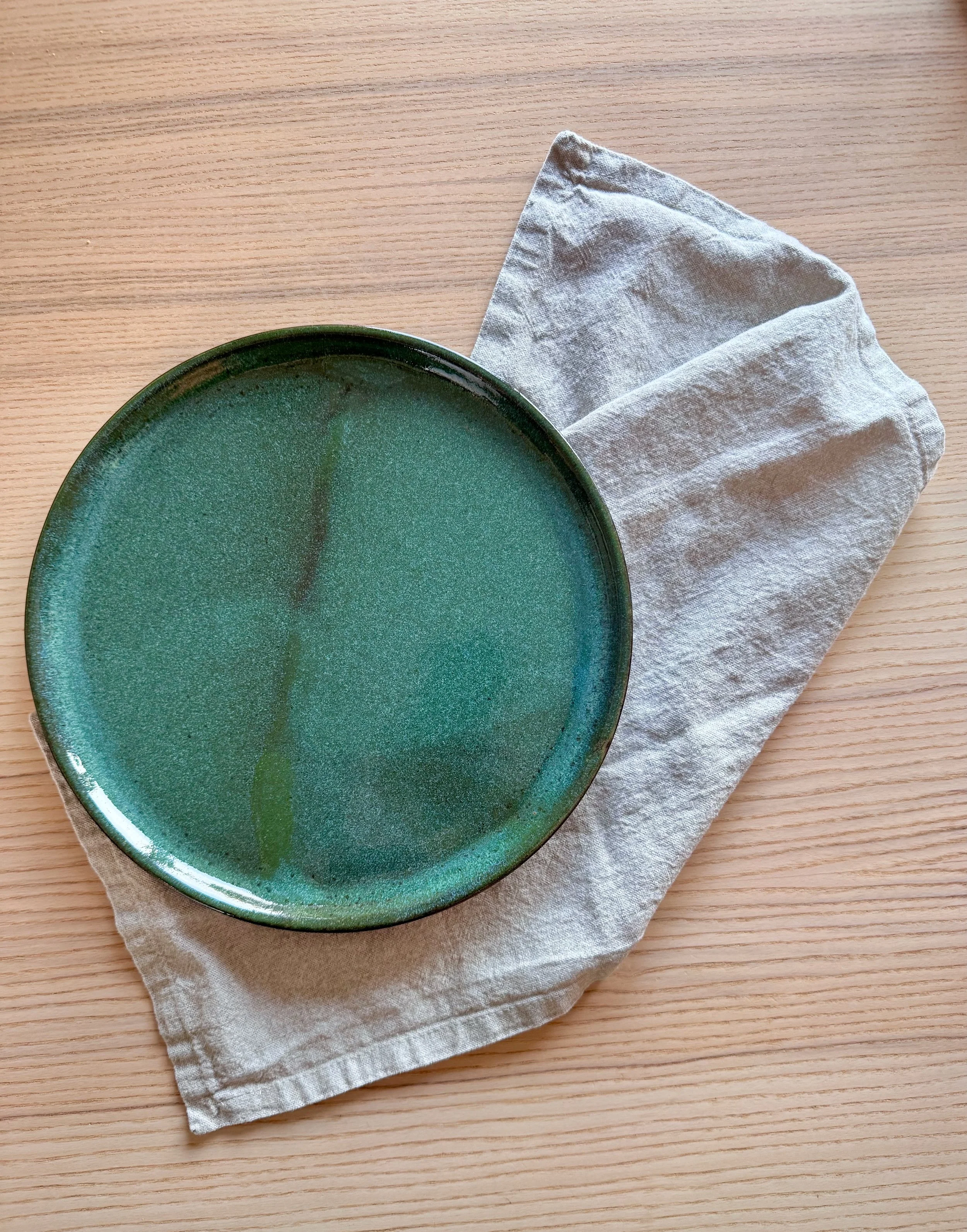 handmade green ceramic plate