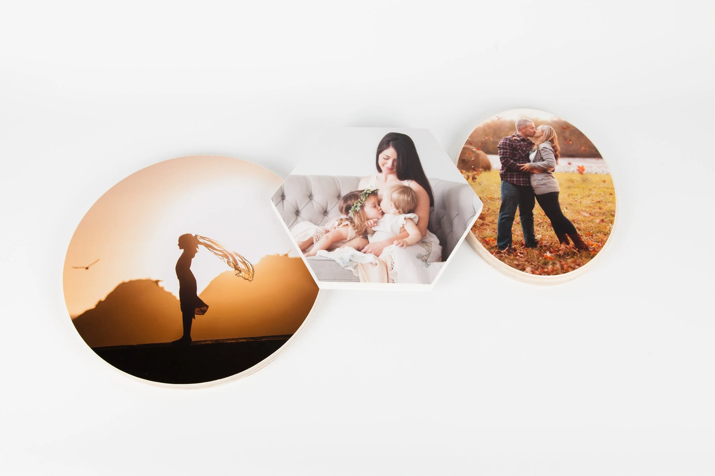 Circle, Hexagon and Oval Mendoza Wood Prints!