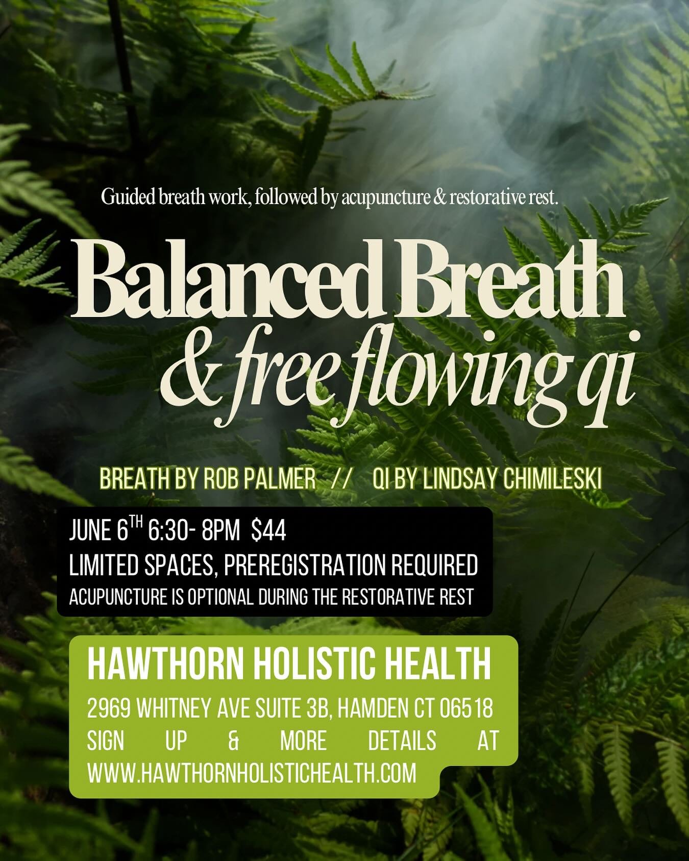 Balanced breath &amp; free flowing qi ✨🫁📍☯️ ✨ A 90-Minute Breath work &amp; Acupuncture Experience

Join us for a unique and deeply restorative 90-minute group session designed to regulate the nervous system, deepen self-awareness, and support emot