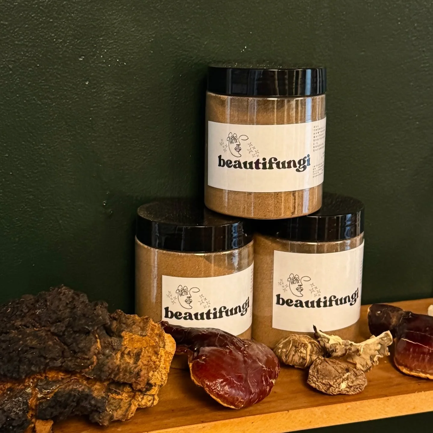 Introducing Beautifungi! 
Dr C’s blend of Mushroom and herbs used for centuries for graceful aging, healthy hair and skin, collagen production, hormone balance and loaded with super antioxidants. 
Drink on its own, add to your food or add to co