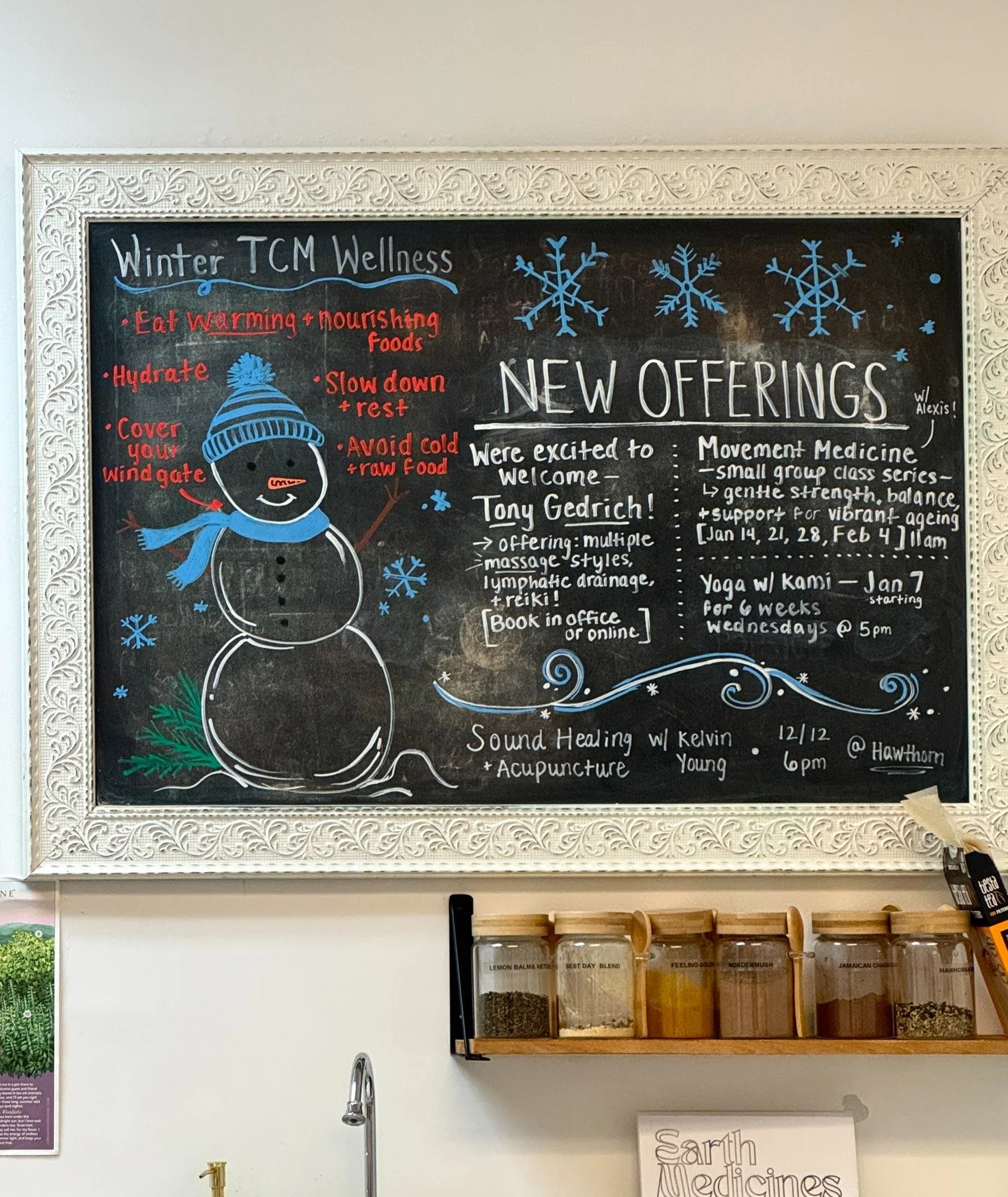 Check out our new board art &amp; updates! New offerings coming to Hawthorn, and some TCM winter wellness for you ❄
