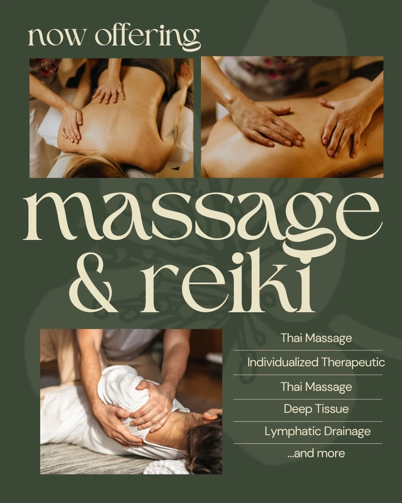 Massage is now available at Hawthorn.🙌✨

Integrative massage sessions are designed to adapt to you. Drawing from Swedish, deep tissue, myofascial, therapeutic, sports, and relaxation techniques, each session can follow a specific style you choose&md