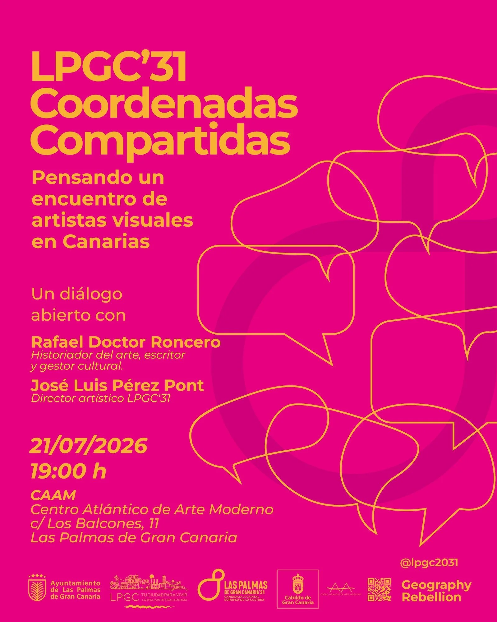 Cartel del evento LPGC'31 "Coordenadas compartidas", 21 de julio en el CAAM