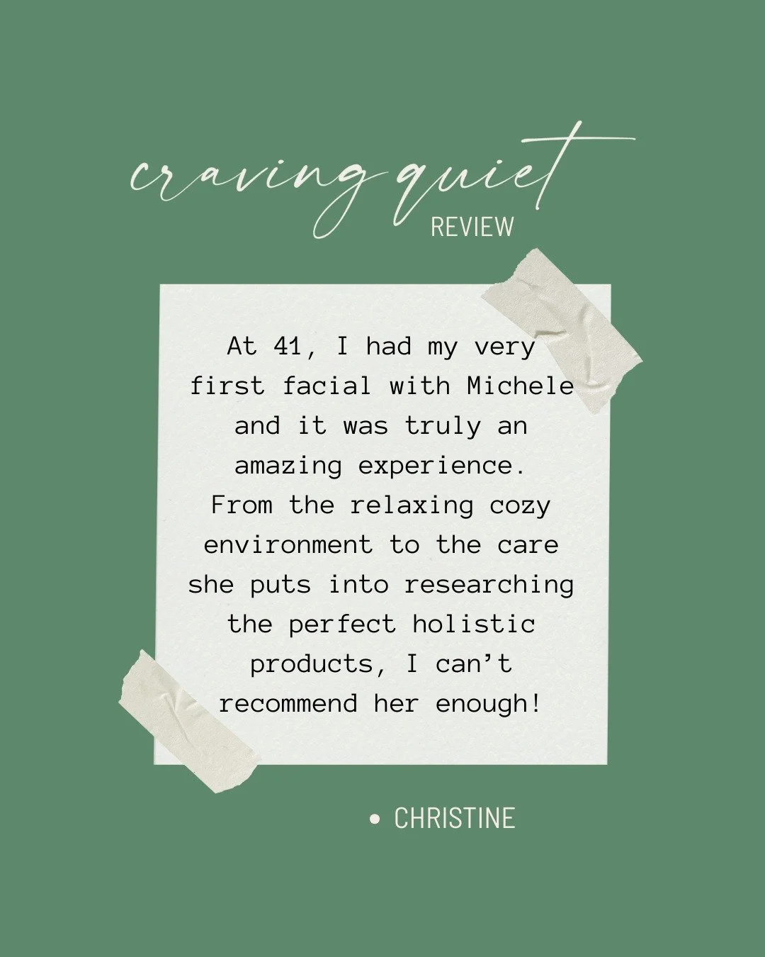 There's something so special about giving someone their very.first.facial!
I remember how magical mine felt, so being the esthetician who helps someone fall in love with facials for the first time is such an honor!
This sweet review from a first-tim