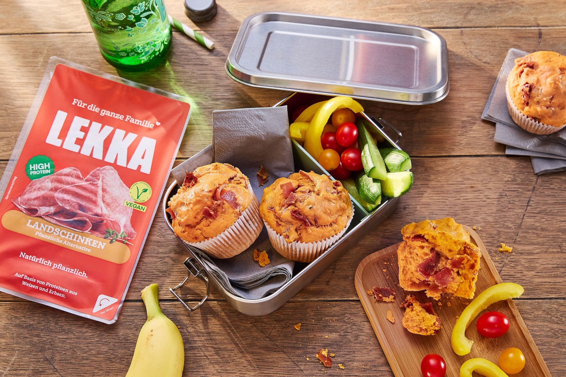 Vegane Pizza-Muffins Rezept mit LEKKA Landschinken