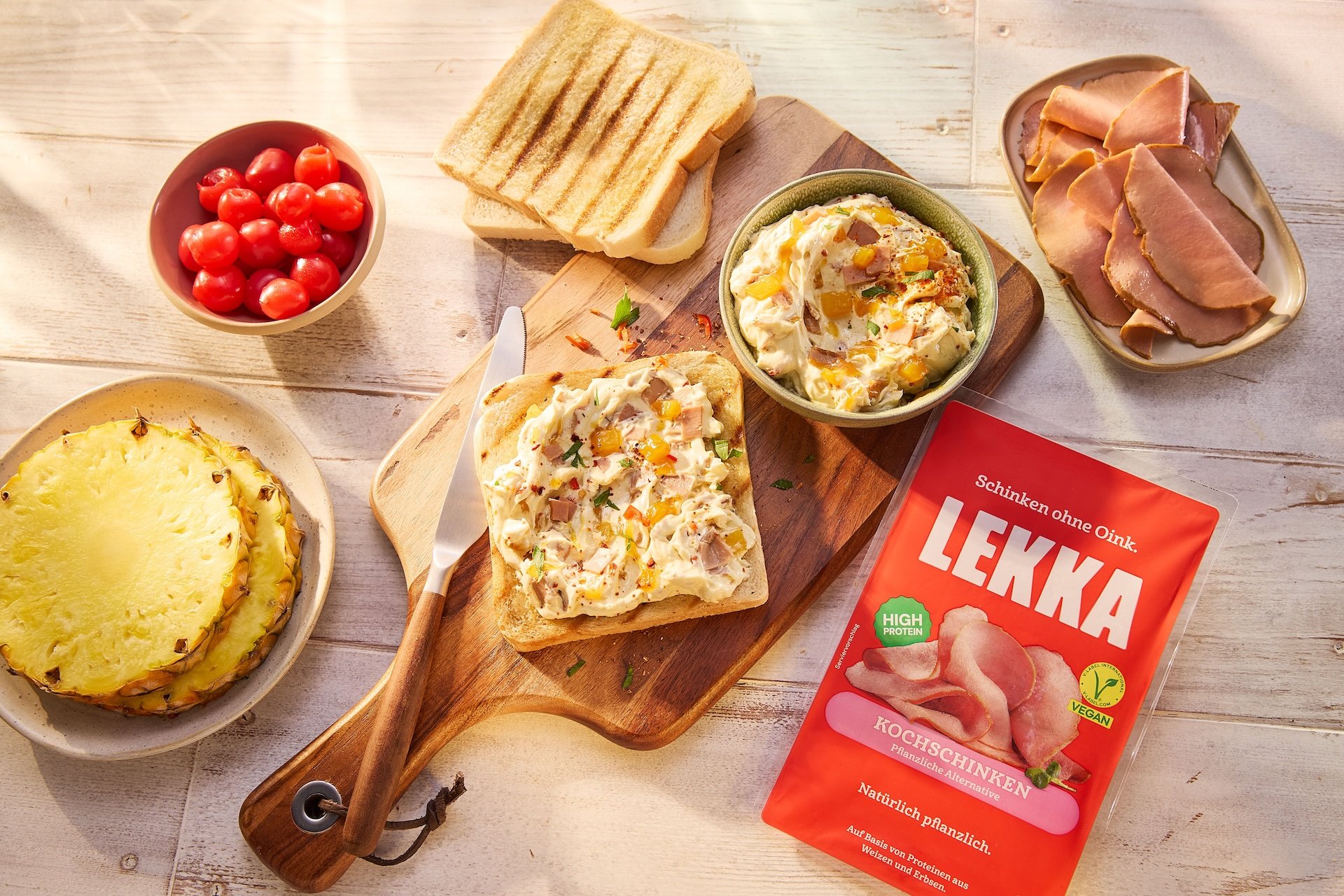 Rezept für vegane Hawaii Toast Butter mit LEKKA Kochschinken