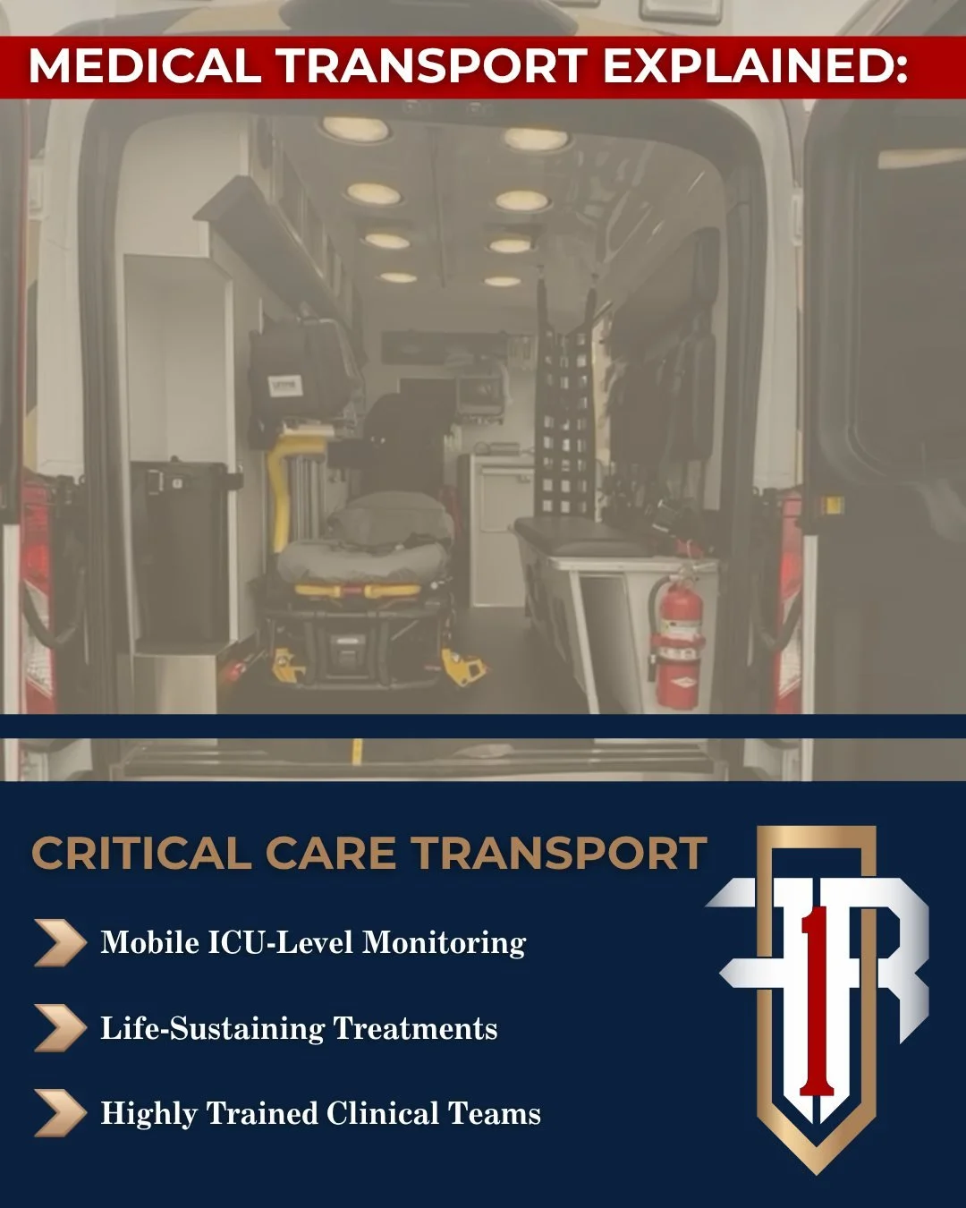 What is Critical Care Transport? Critical Care Transport (CCT) is the highest level of medical transport, designed for patients who are critically ill or injured and need continuous, intensive care during the journey. Think of it as a mobile ICU on w