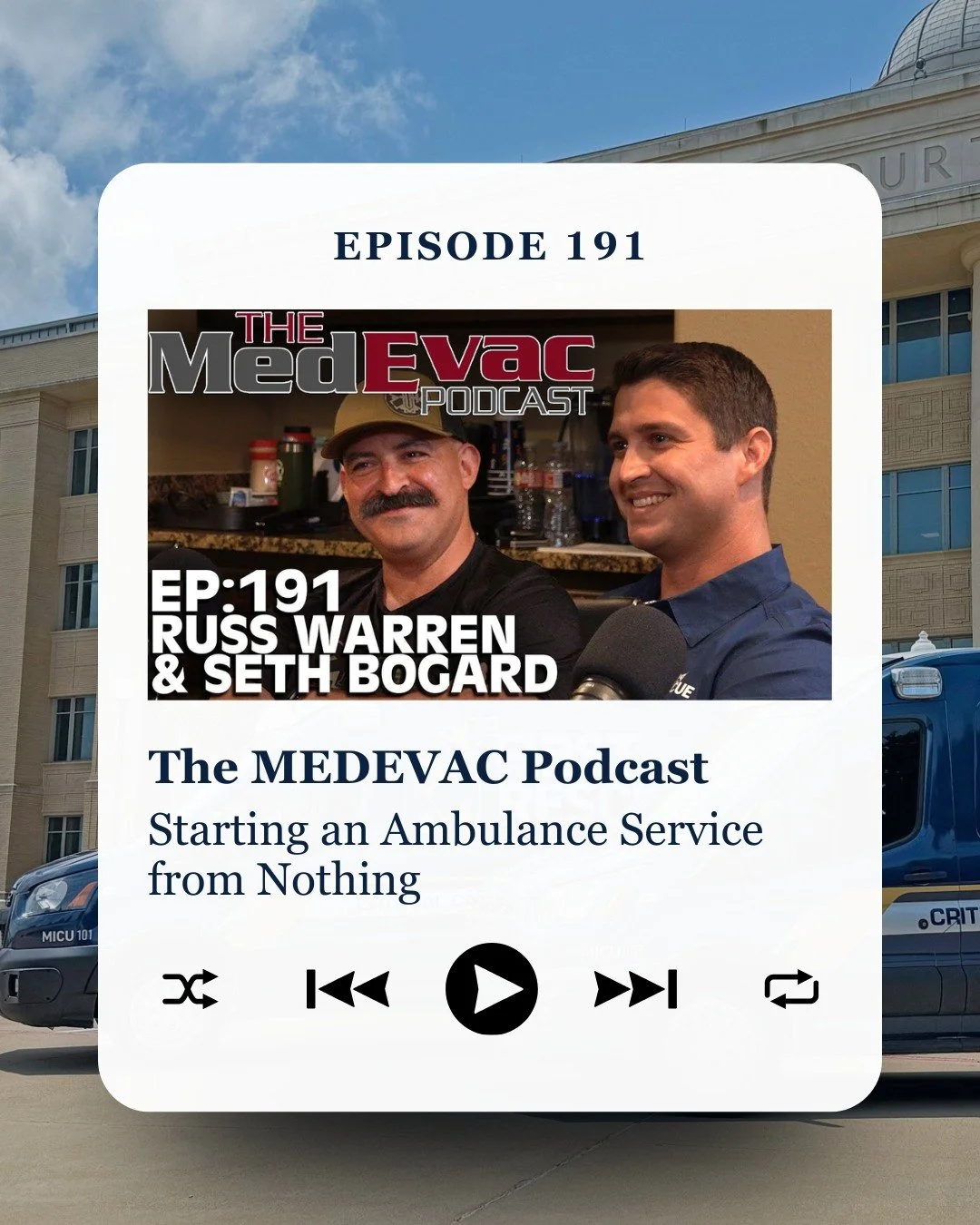Starting an Ambulance Service from Nothing. 🎙️ 

First Rescue owners and founders, Russ Warren and Seth Bogard, sat down with the guys at @medevacpodcast to share the real story behind launching First Rescue. Talking about how the culture of EMS sha