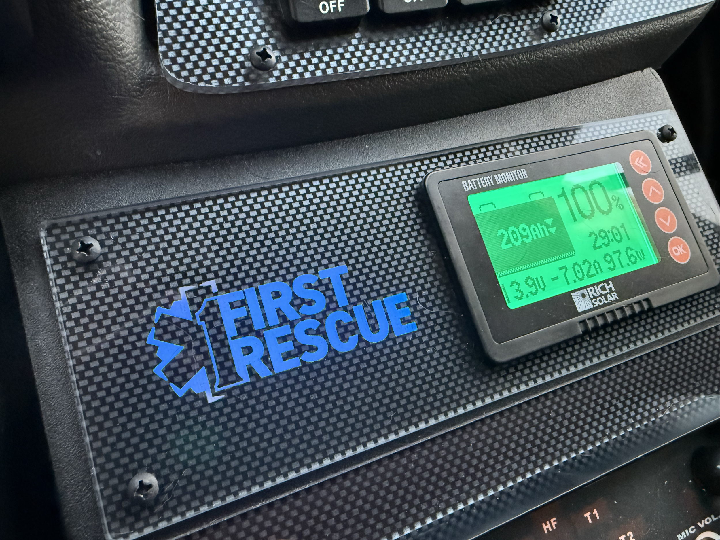 May 16, 2025 - Used the laser cutter to replace SW Ambulance logo with ours on the acrylic covering the center console.
