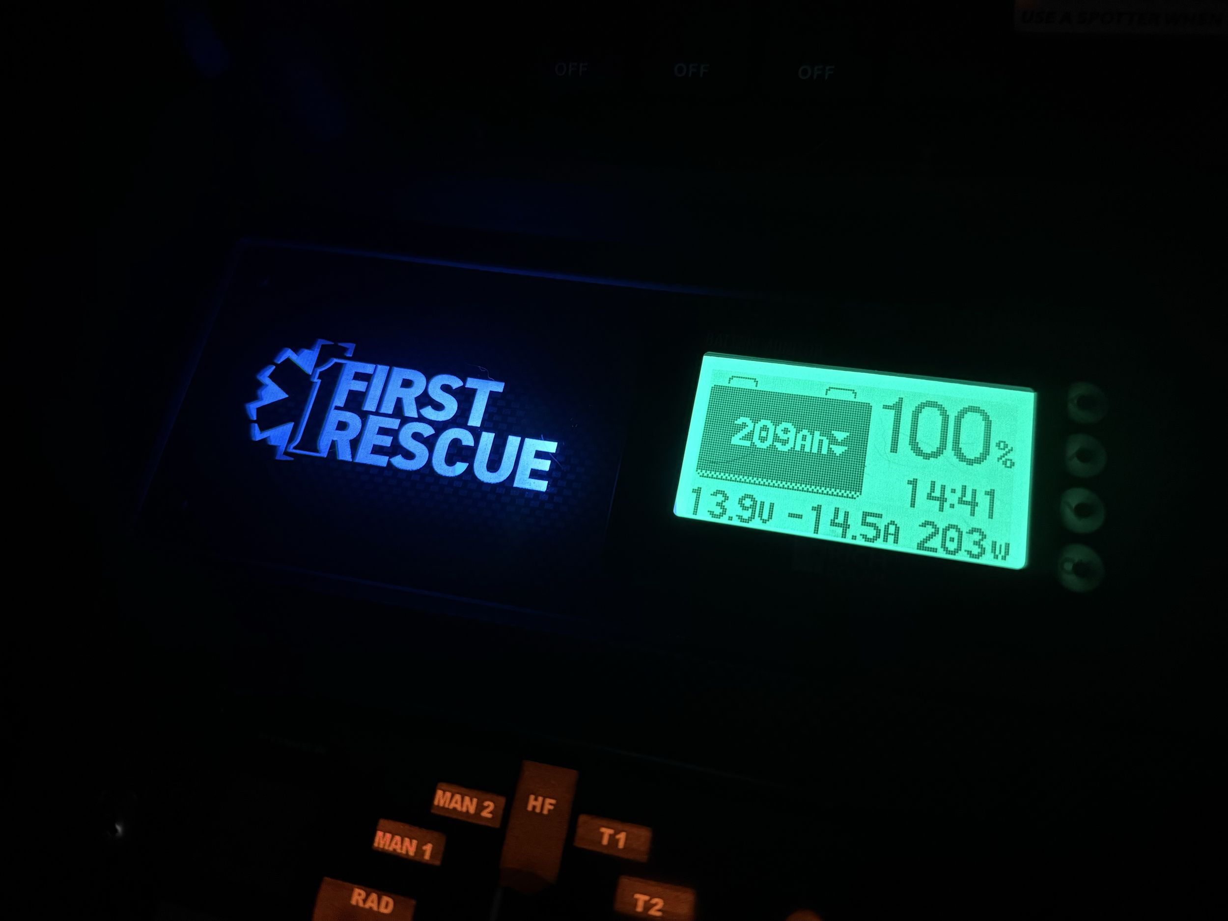May 16, 2025 - Used the laser cutter to replace SW Ambulance logo with ours on the acrylic covering the center console.