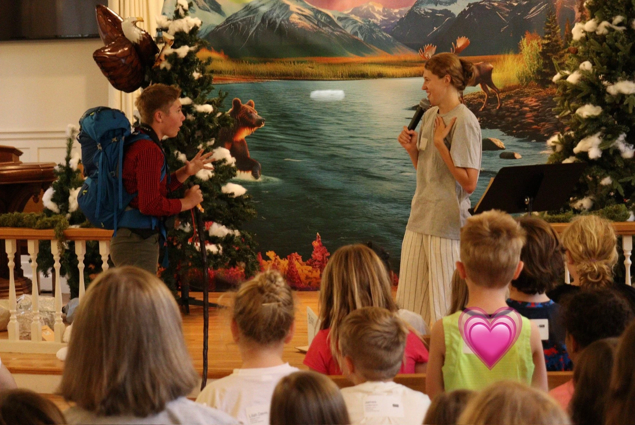 Opening session in the chapel with our VBS Director and Hiking Guide.