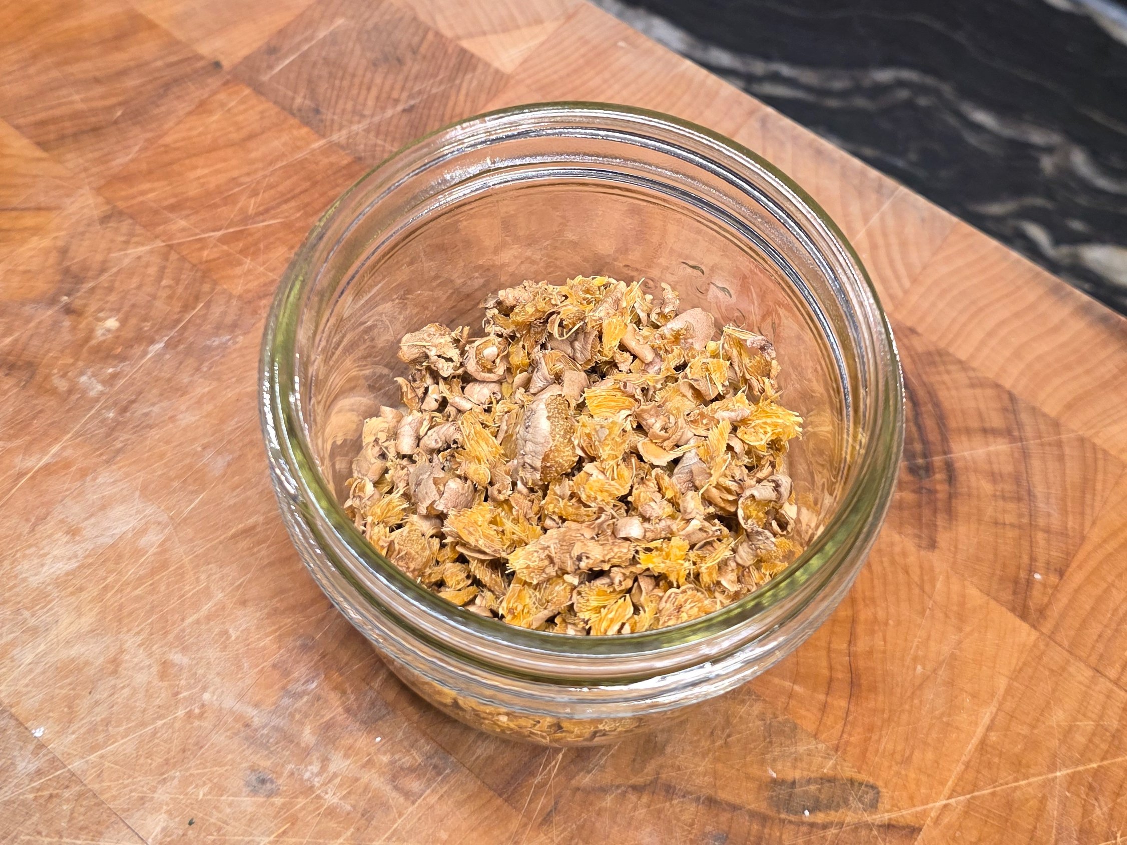 Dried ginger pulp used for zero-waste soap making