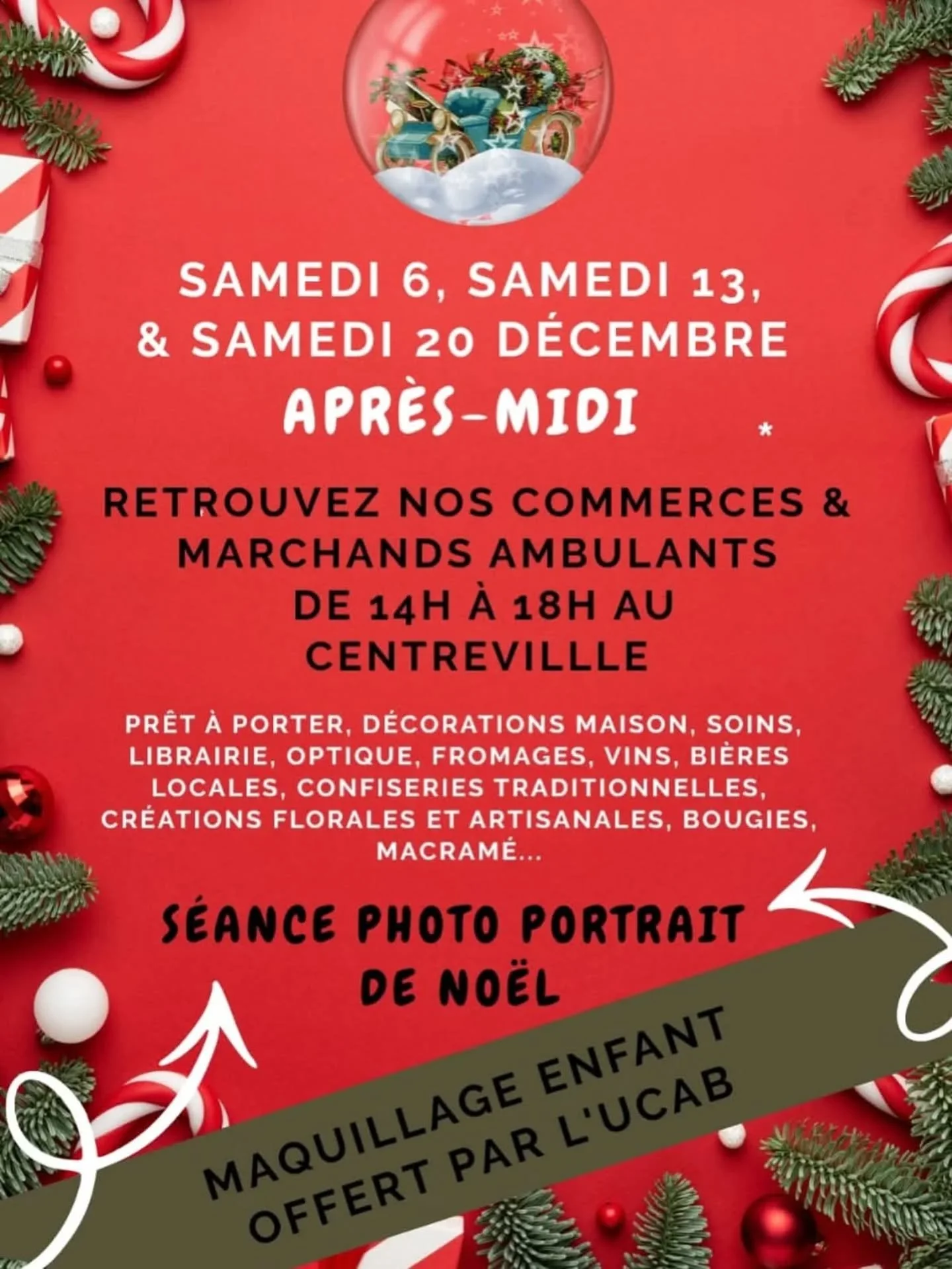 Retrouvez @violetteetabricot d&egrave;s demain, samedi 13 d&eacute;cembre, de 14h &agrave; 18h, rue Saint-Pierre !
​Venez d&eacute;couvrir :
​Nos cr&eacute;ations florales de No&euml;l : des pi&egrave;ces uniques pour d&eacute;corer votre int&eacute;