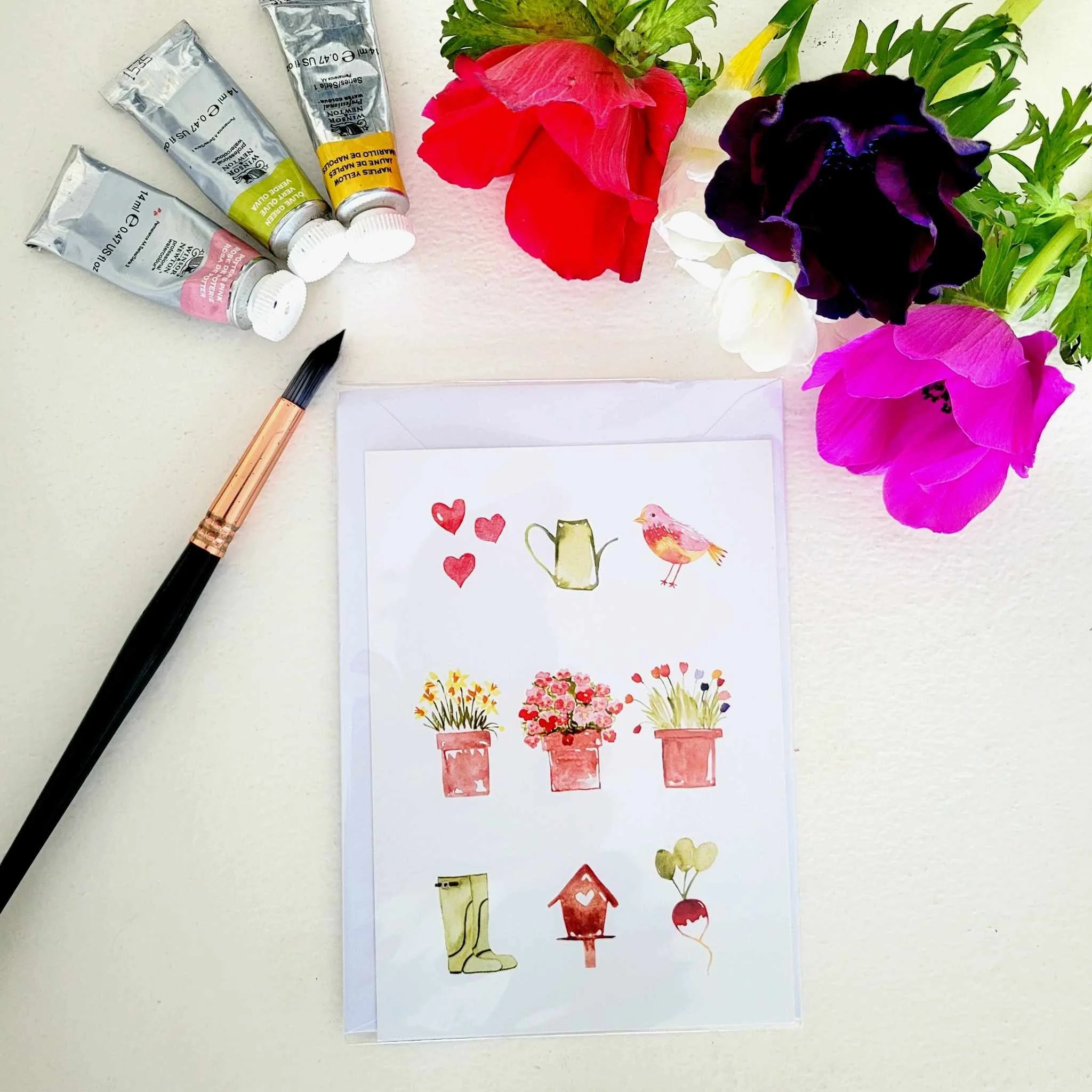 Carte Postale "Au Jardin" – Illustration Poétique et Botanique | Violette & Abricot