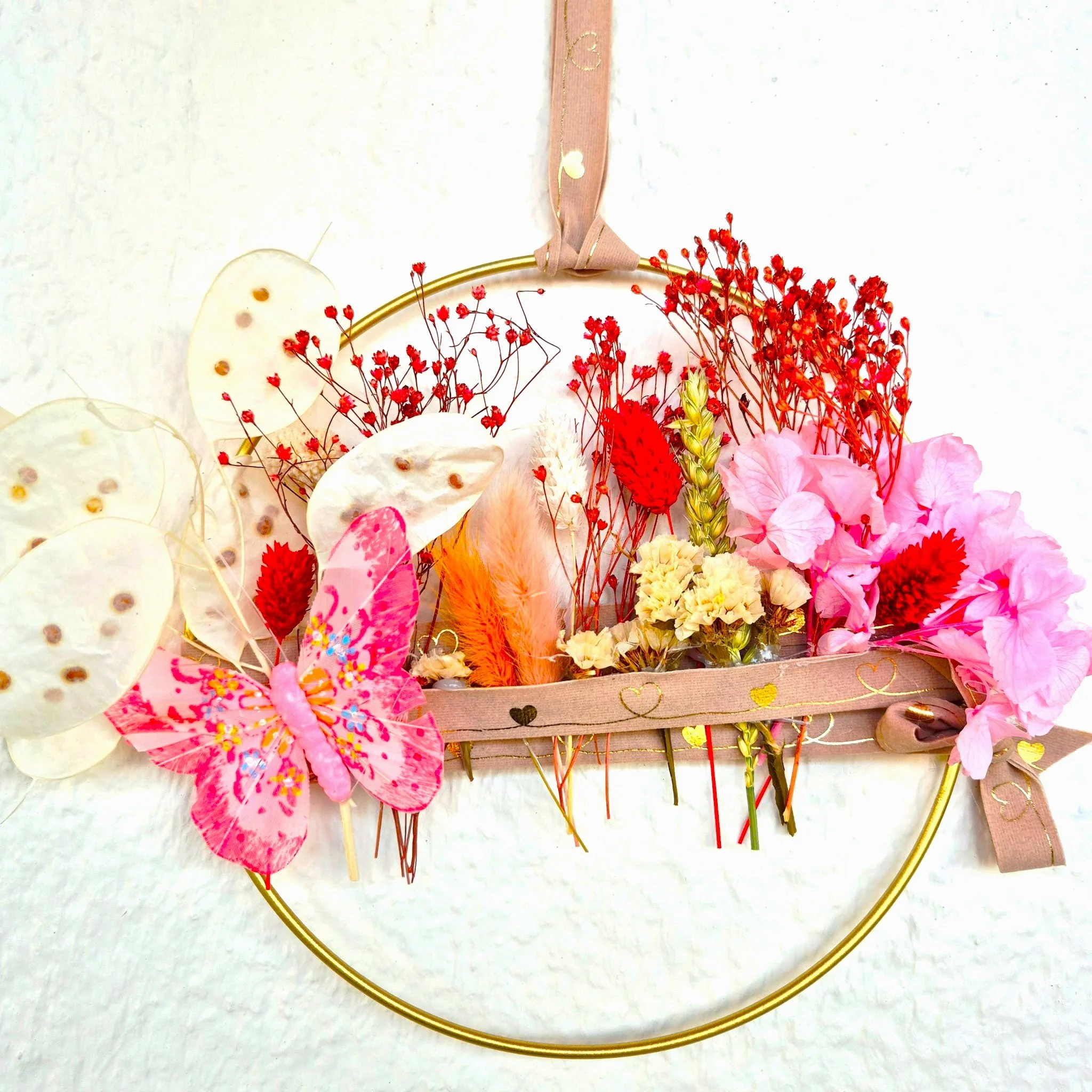COURONNE FLEURS SECHEES JARDIN ENCHANTE VIOLETTE ET ABRICOT .jpeg
