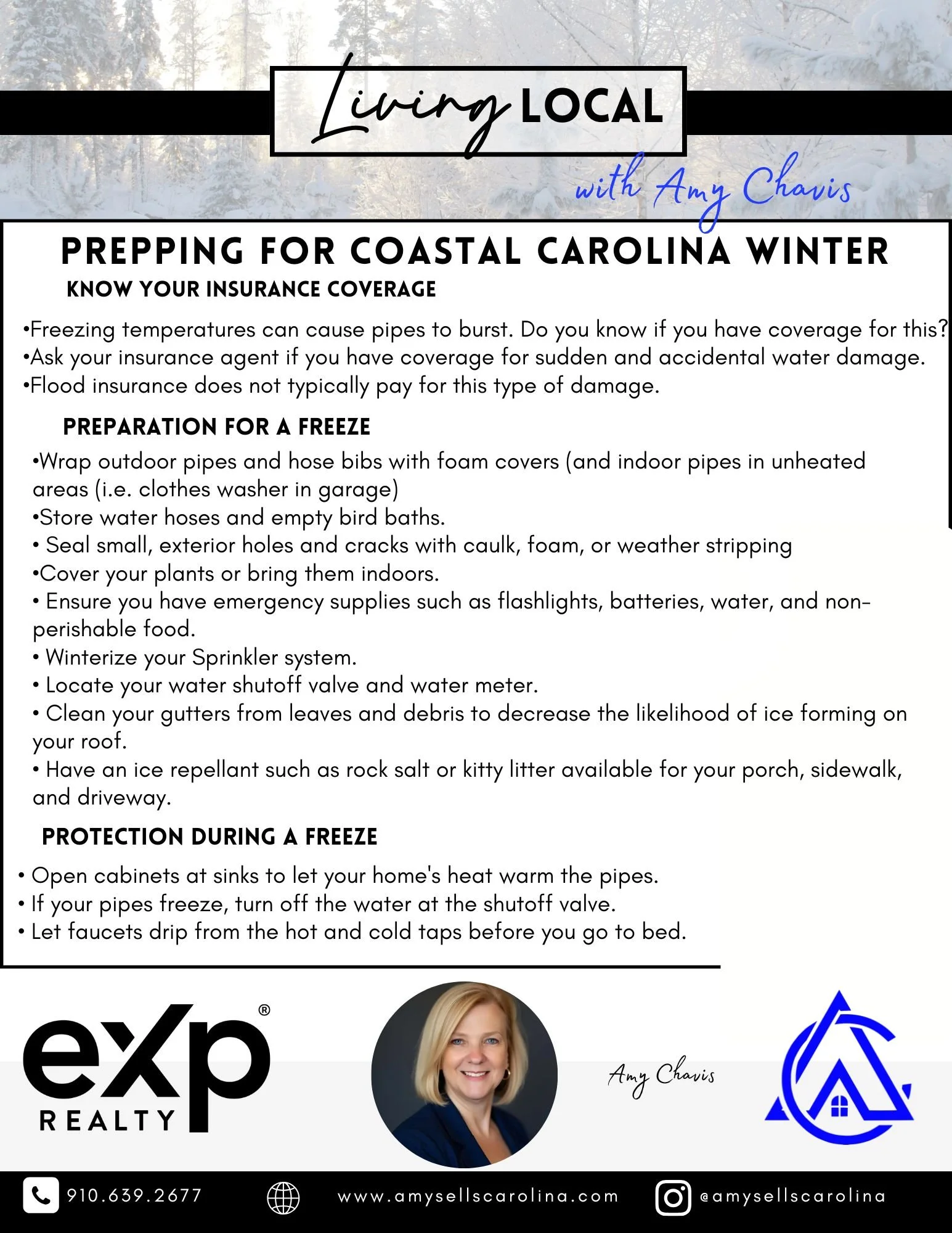 Coastal Carolina winters may be mild&hellip; until they&rsquo;re not ❄️

A quick reminder on pipes, prep, and protection to help keep your home safe when temps drop.

 Saving this one is a smart move. Pass it along to a neighbor who might need it!
