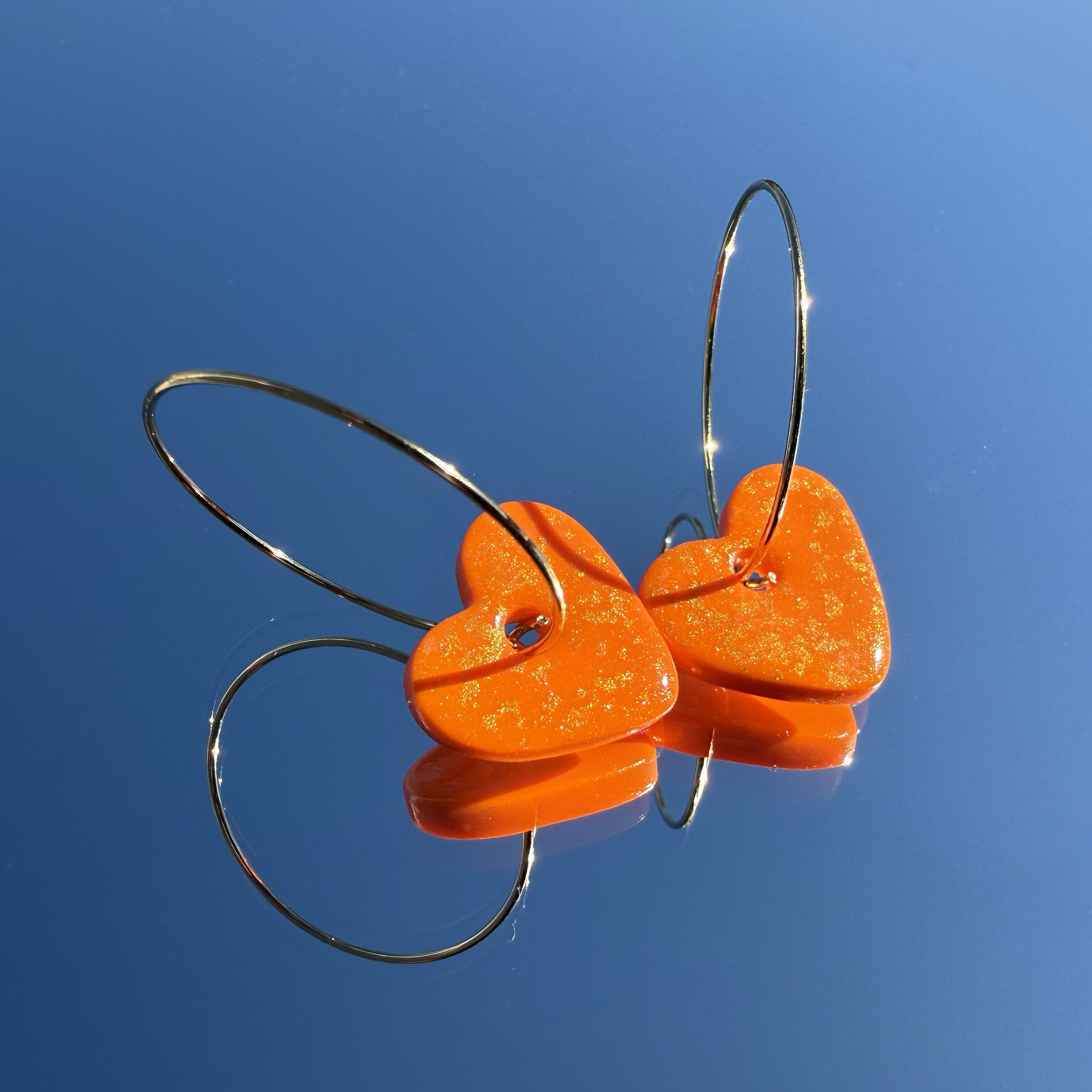Boucles d’oreilles Petits Cœurs oranges