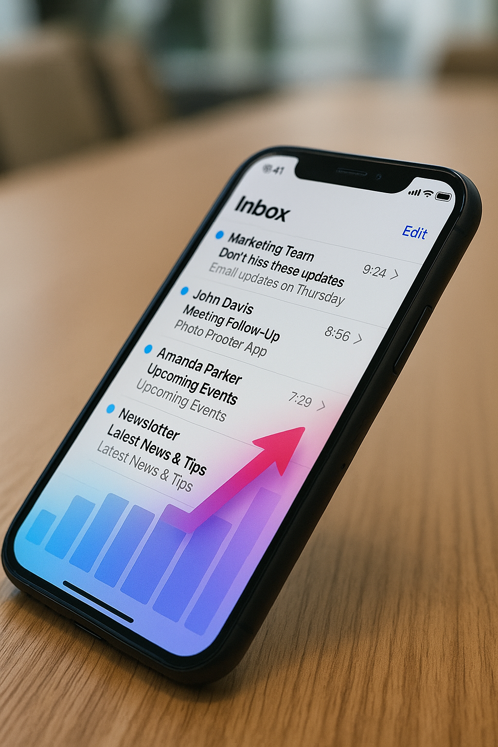 iPhone with incoming email_TinySpark Marketing
