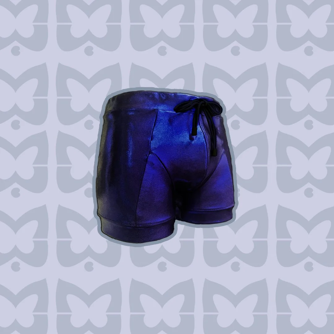 Bade-, Tanz- und Beachshorts "Arsch in der Hose!" für männlich gelesene Personen.