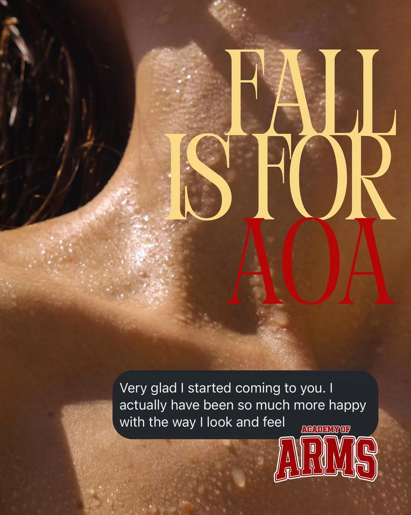 FALL back into fitness and get strong at AOA ⬇️

Class Schedule:
&bull; Mondays 5:30PM - Academy of Arms 
&bull; Tuesdays 5:30/6:30PM - School of Booty 1
&bull; Saturdays 8:30/9:30AM - School of Booty 2