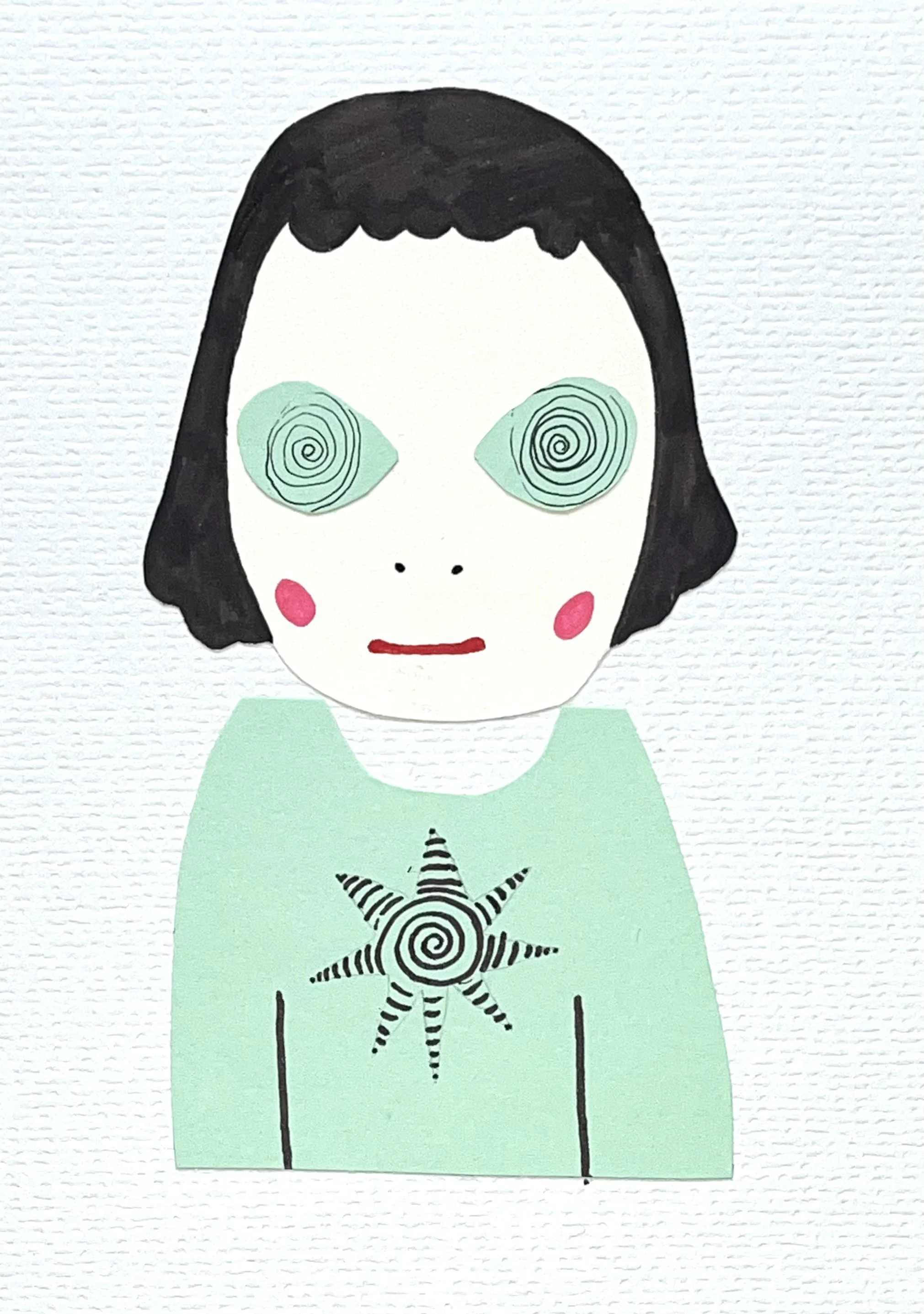 Paper Cut Outs, Inspired By Yoshitomo Nara's Artwork  combined with Felt Markers, A5 (2025)