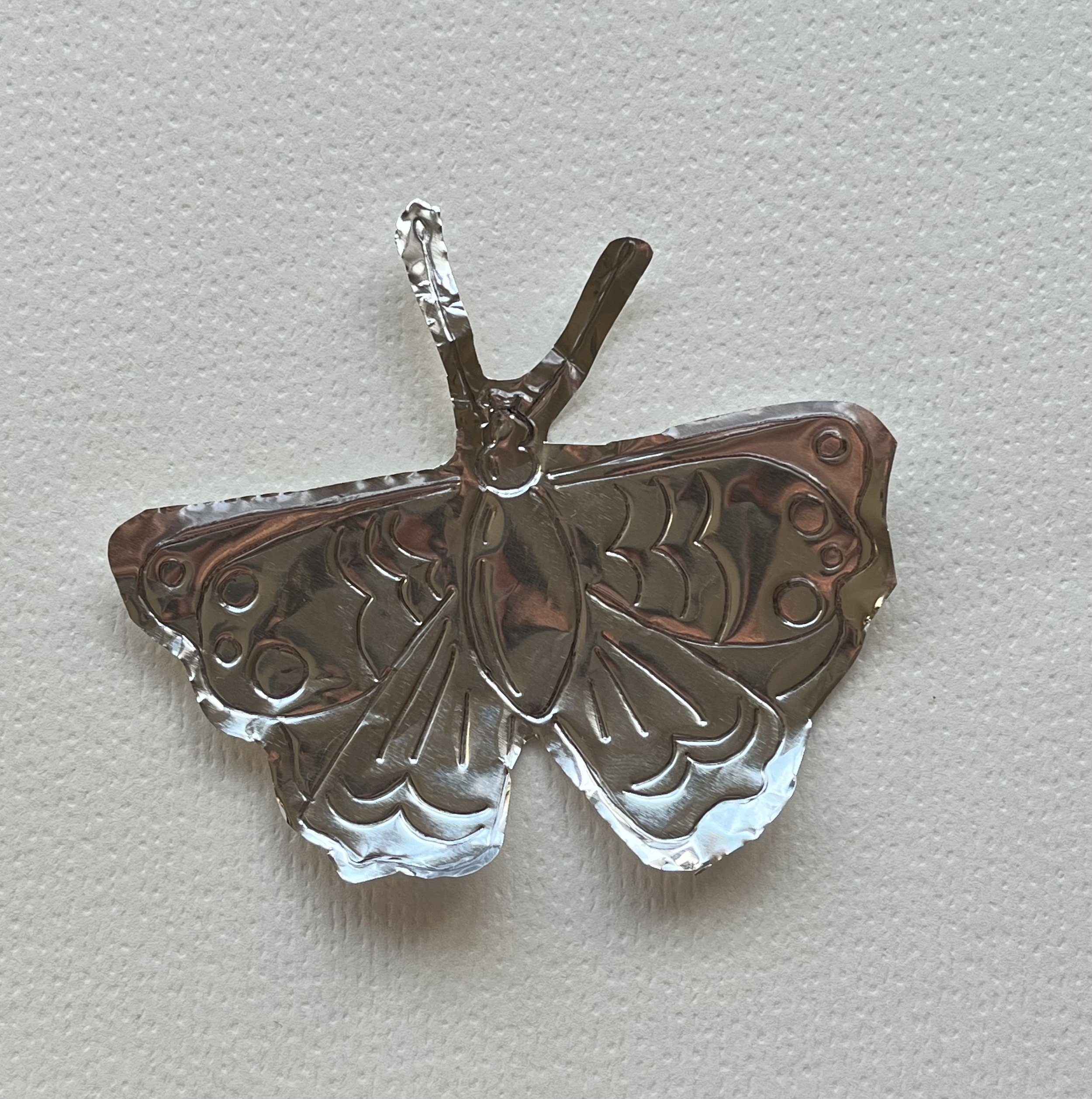 Embossed Tin Foil Created with a Biro Pen, illustrating a Butterfly (2025)