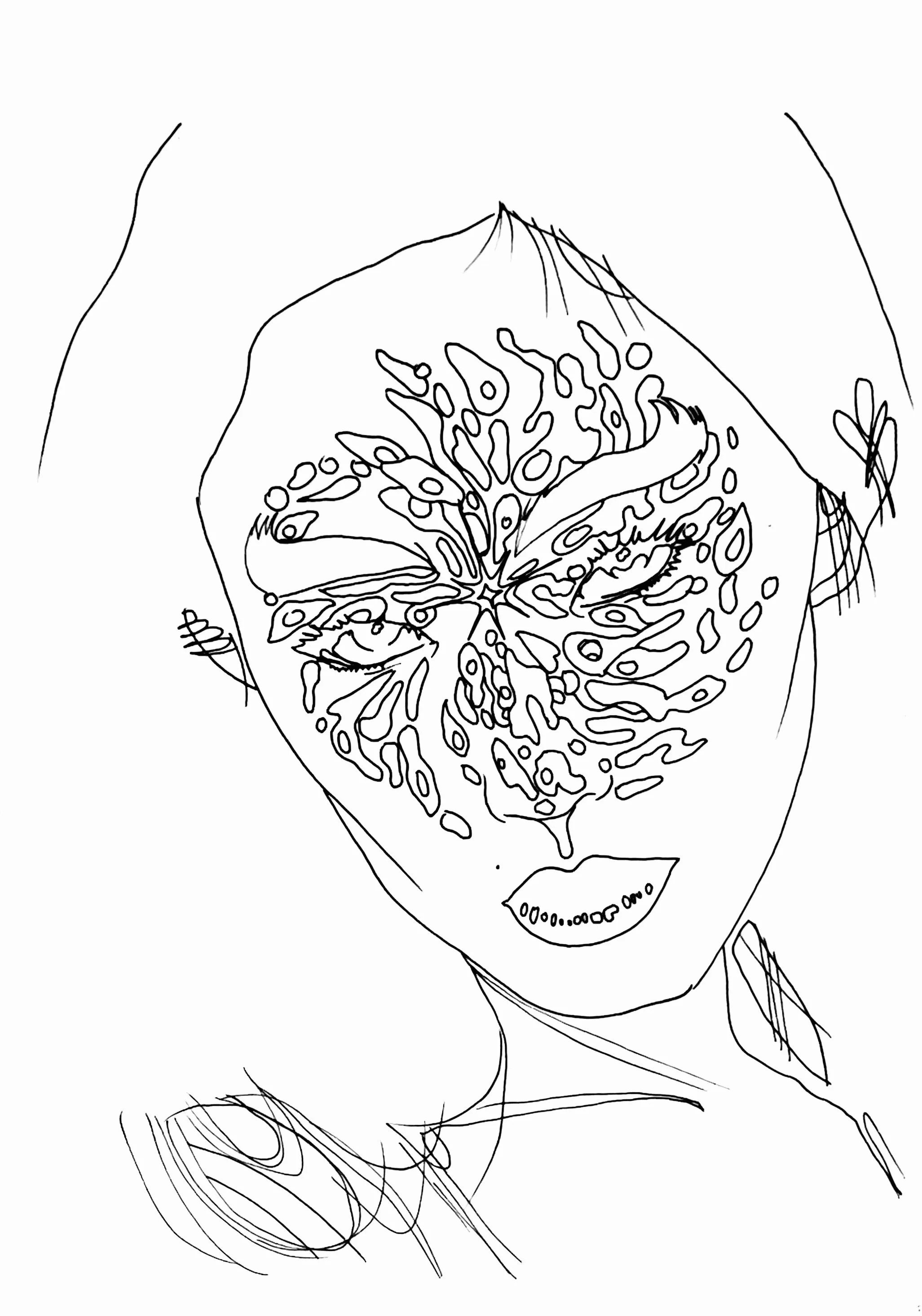 A5 Black Fine Liner Outline illustration on paper