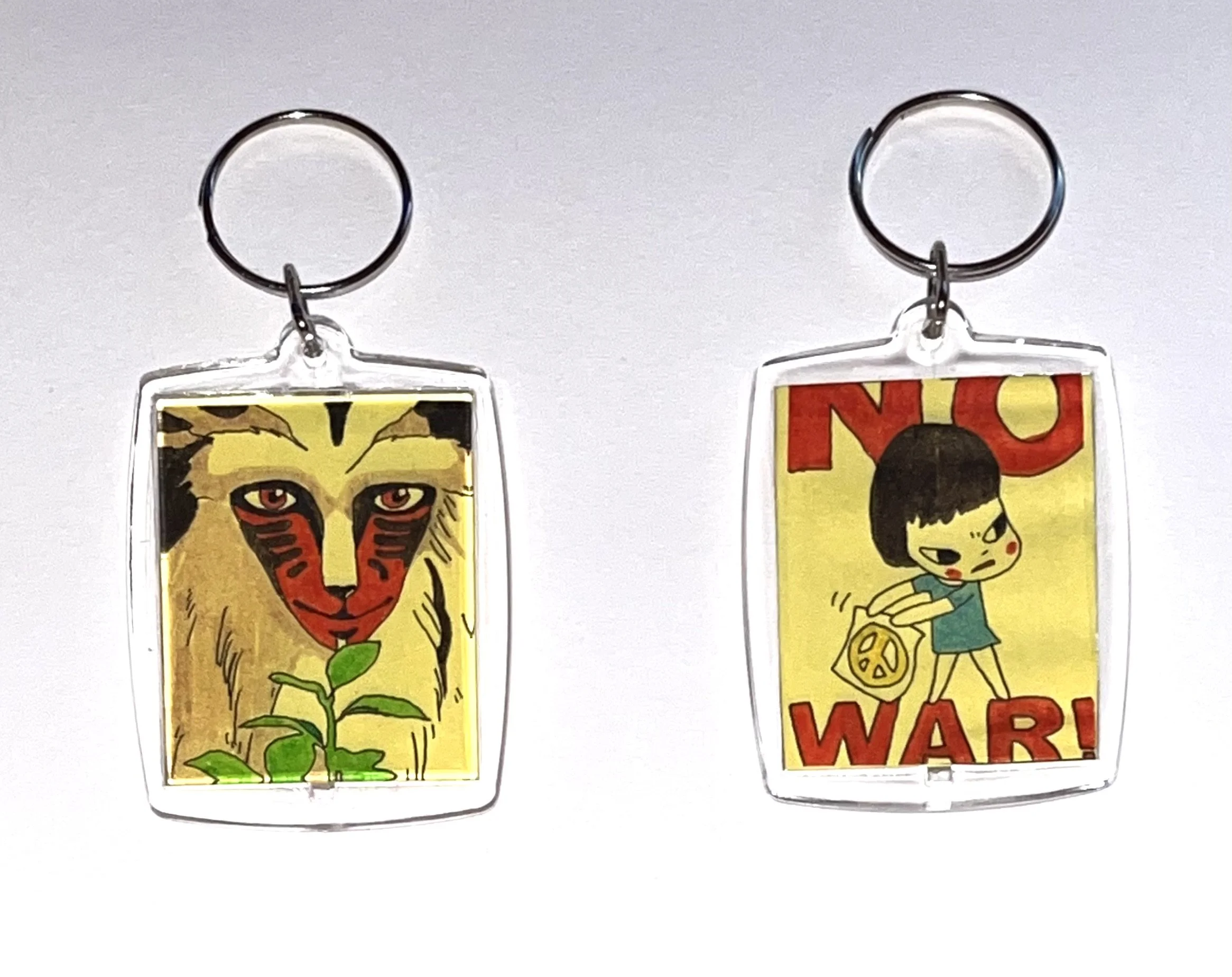 Hand Drawn Princess Mononoke and Yoshitomo Nara Illustrations (Back Designs), 50x35mm. Fine liner 0.1mm + Staedtler Fibre Tip Pens 1.0mm (2025)