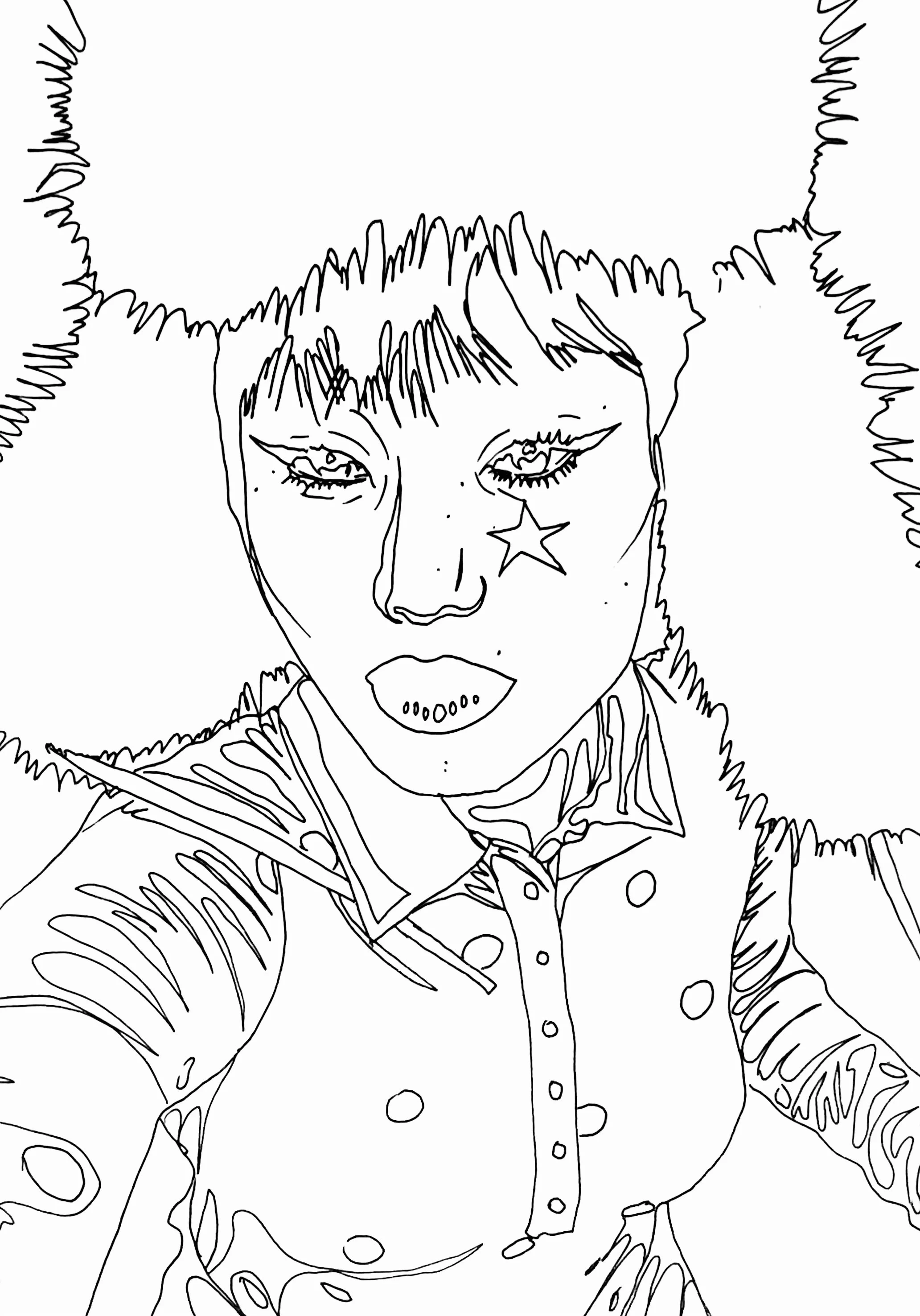 A5 Black Fine Liner Outline illustration on paper