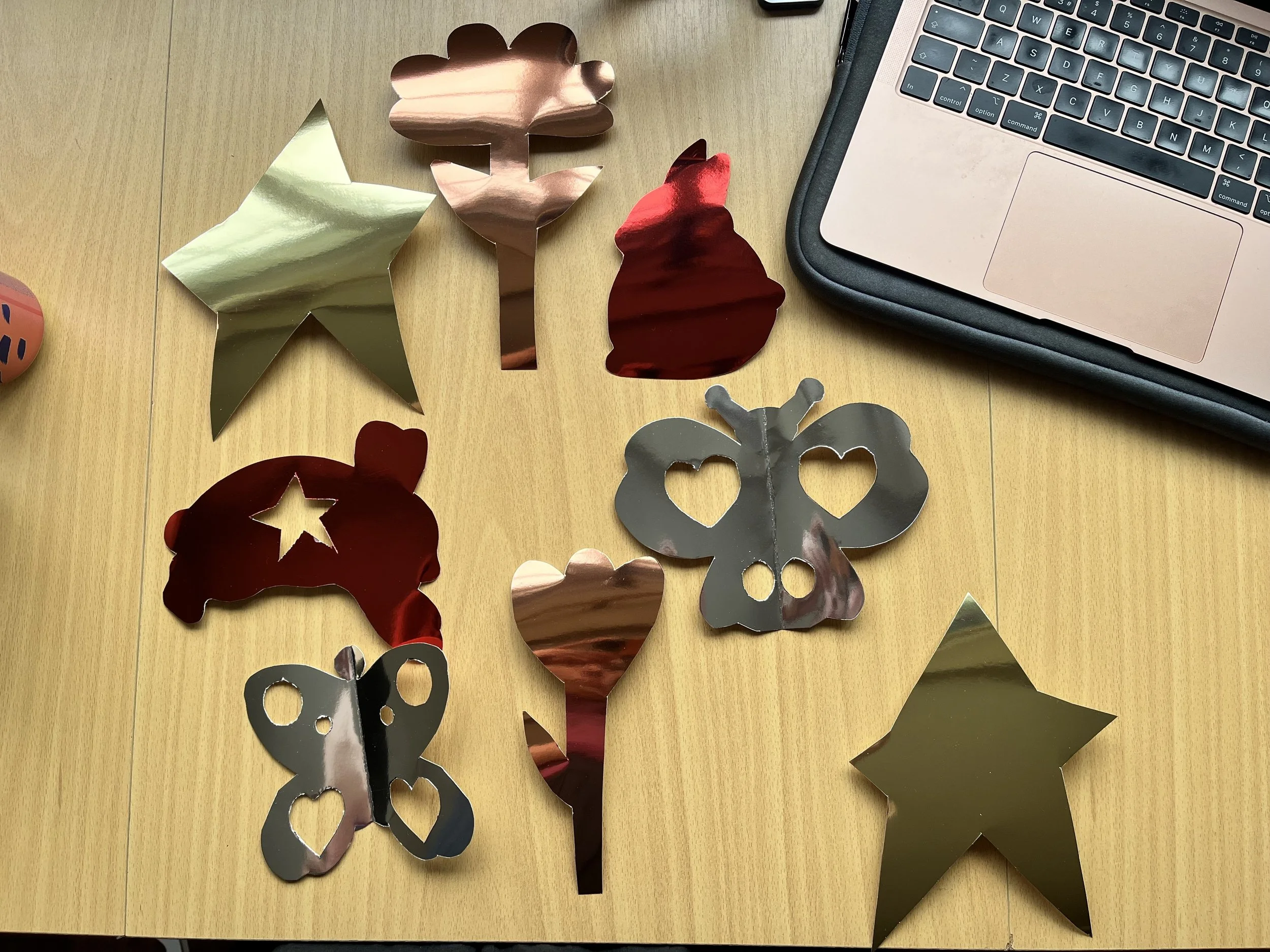 Metallic Paper Cut Outs of Stars, Butterflies, Flowers and Bunnies. (2026)